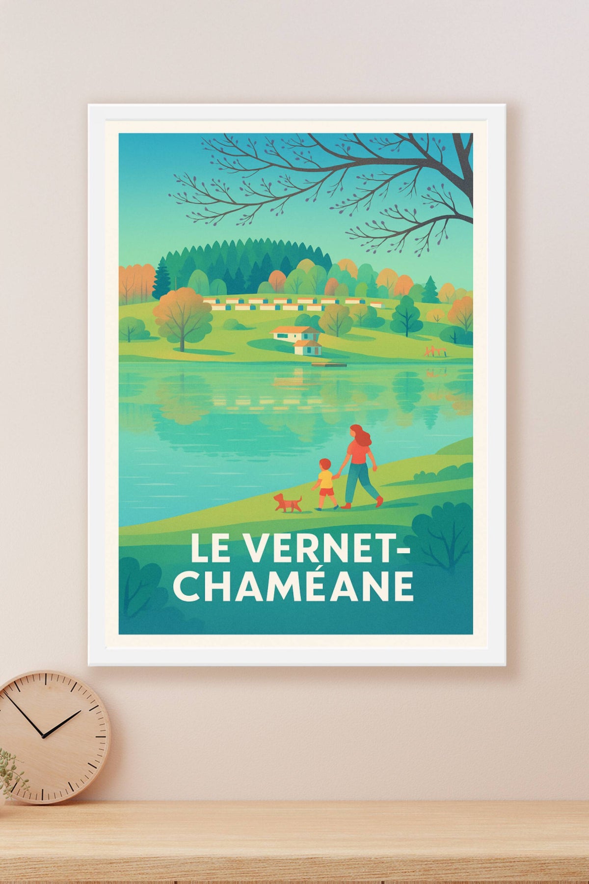 Affiche Le Vernet-Chaméane — Balade au fil de l'eau · poster d'art de Le Vernet-Chaméane