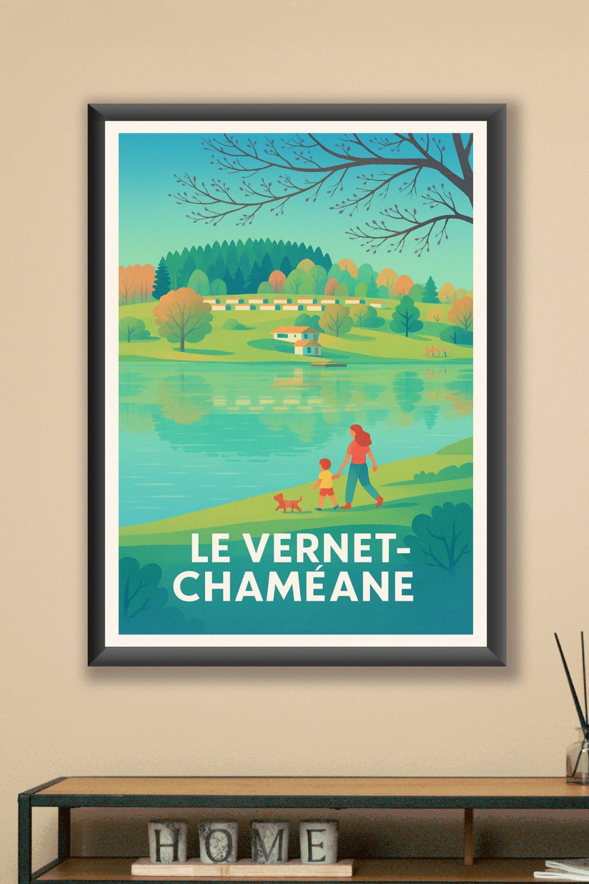 Affiche Le Vernet-Chaméane — Balade au fil de l'eau · poster d'art de Le Vernet-Chaméane