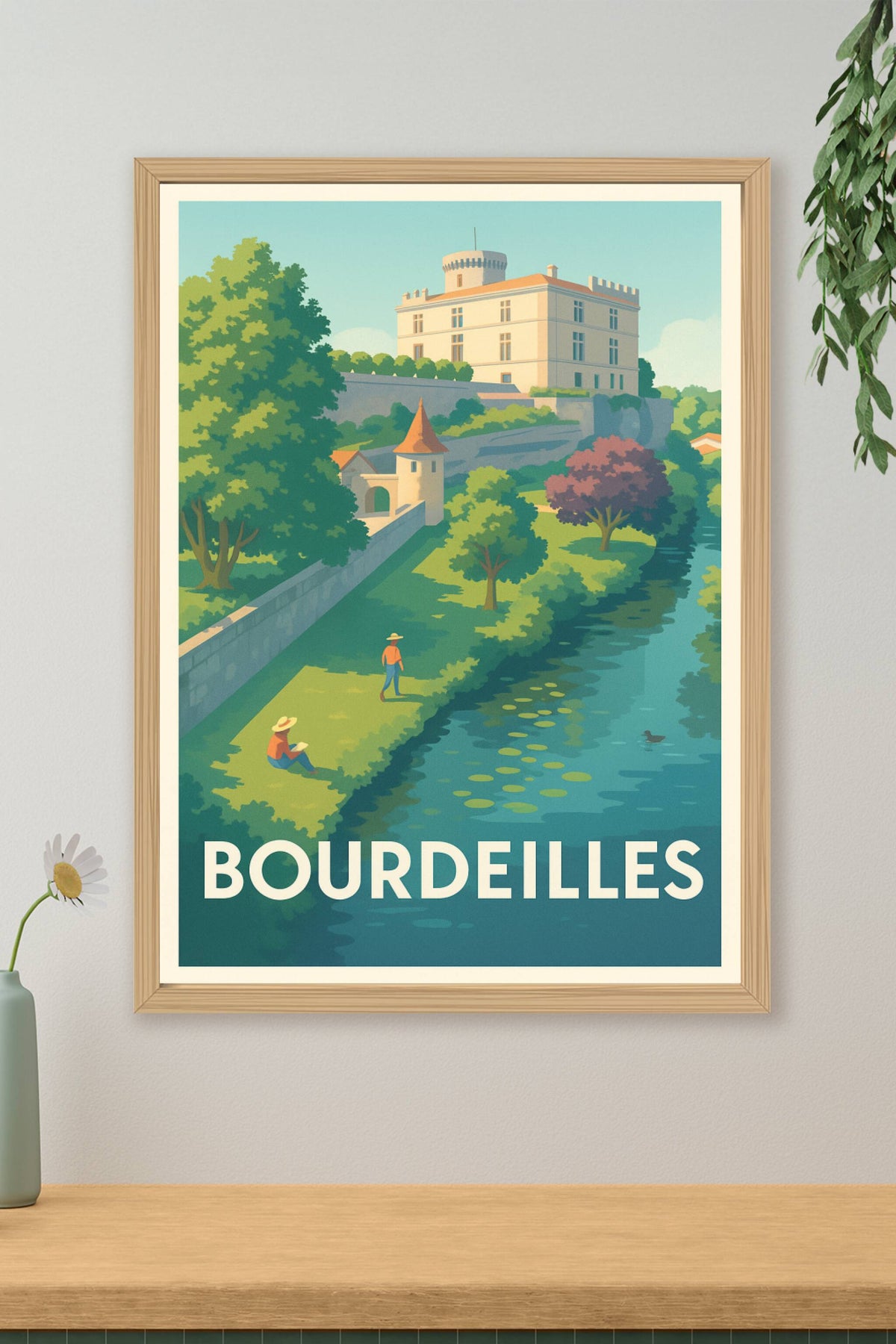Affiche Bourdeilles — Charme intemporel et nature paisible · poster d'art de Bourdeilles