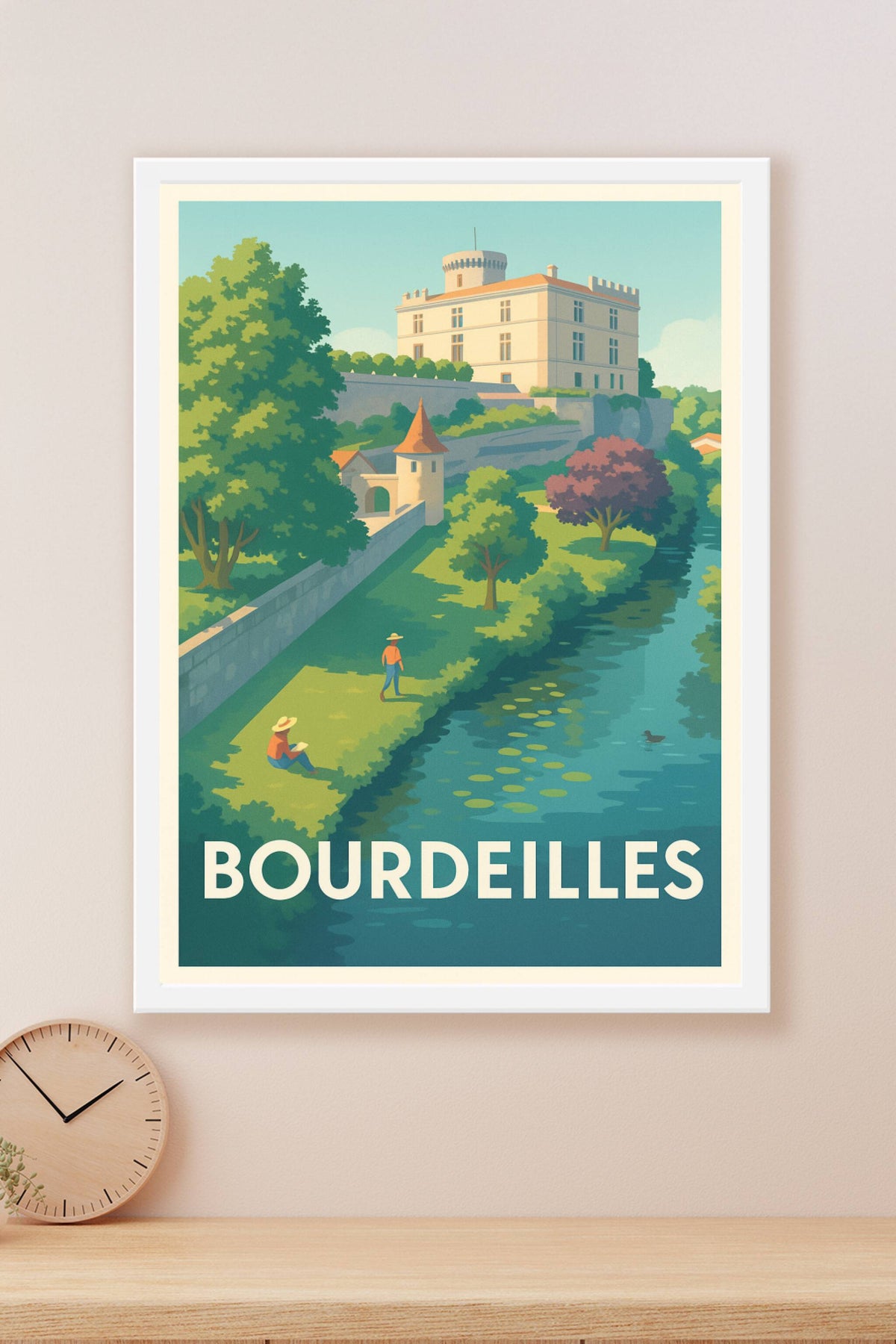 Affiche Bourdeilles — Charme intemporel et nature paisible · poster d'art de Bourdeilles