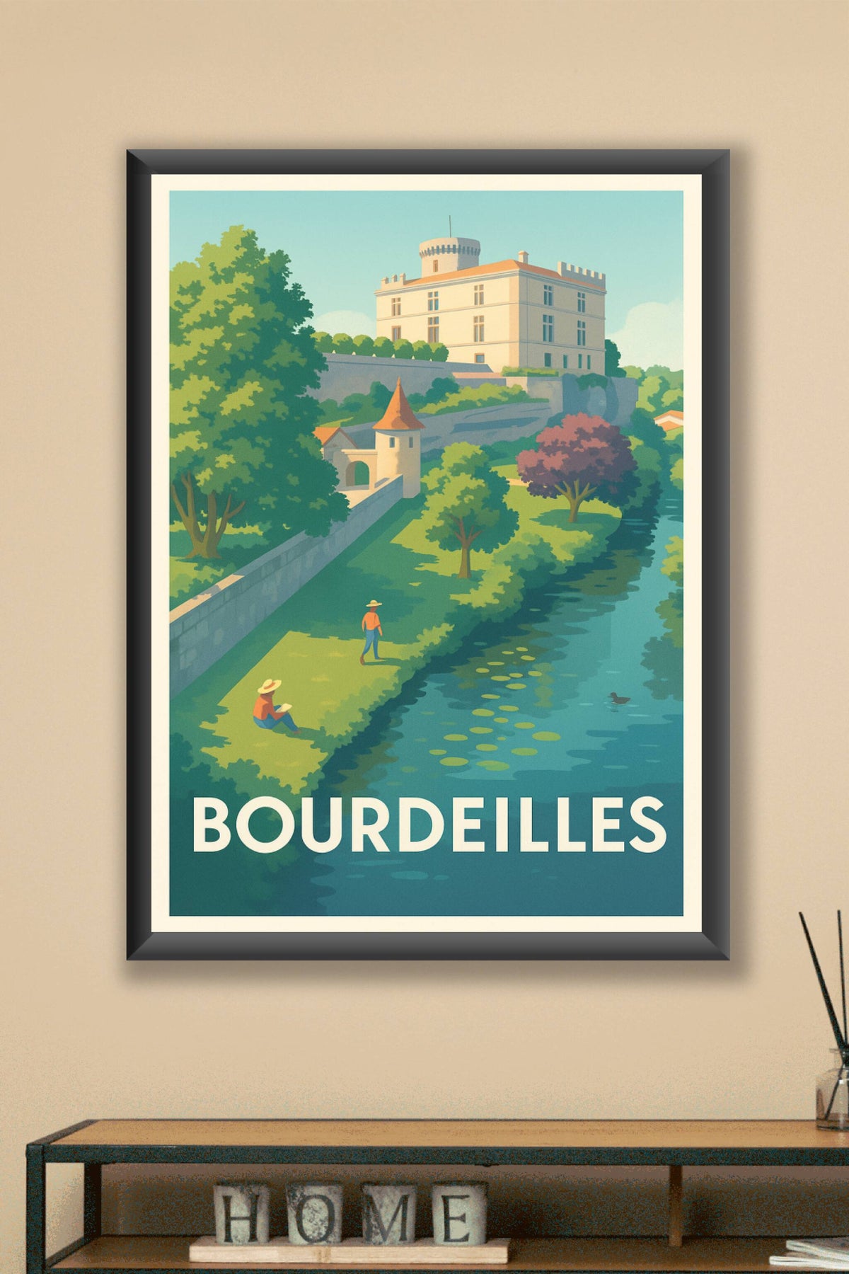 Affiche Bourdeilles — Charme intemporel et nature paisible · poster d'art de Bourdeilles