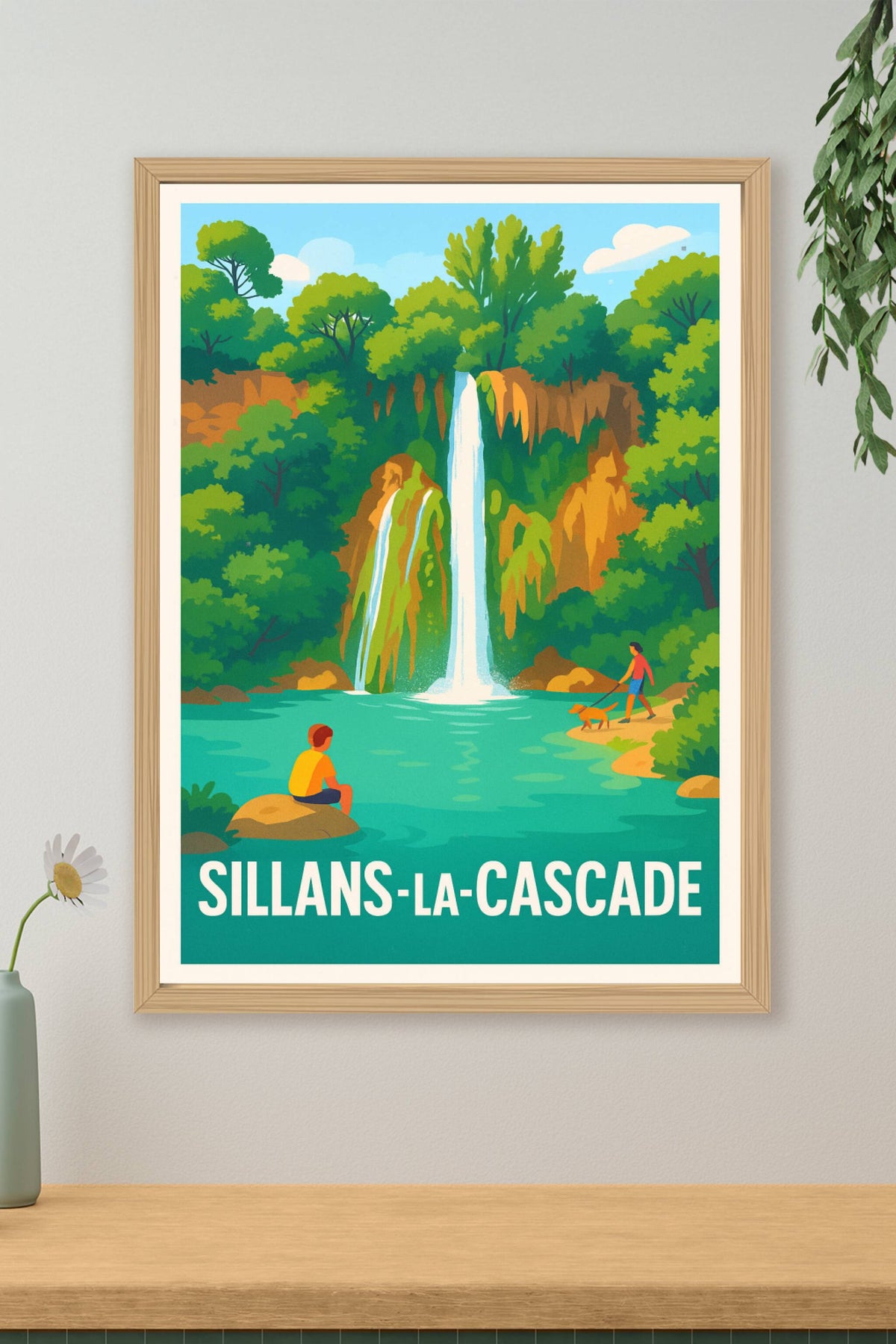 Affiche Sillans-la-Cascade — Tranquillité au pied de la cascade · poster d'art de Sillans-la-Cascade