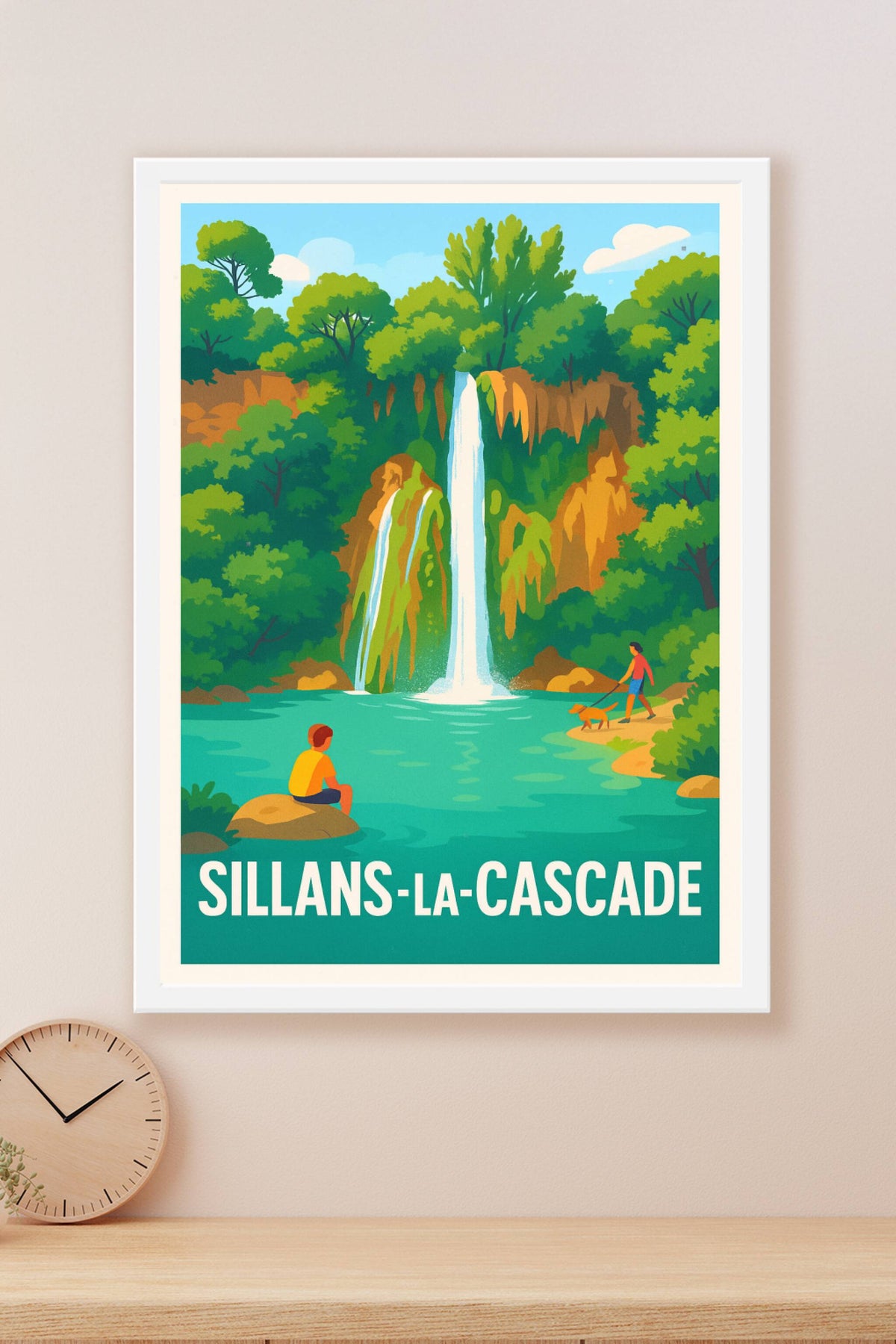 Affiche Sillans-la-Cascade — Tranquillité au pied de la cascade · poster d'art de Sillans-la-Cascade