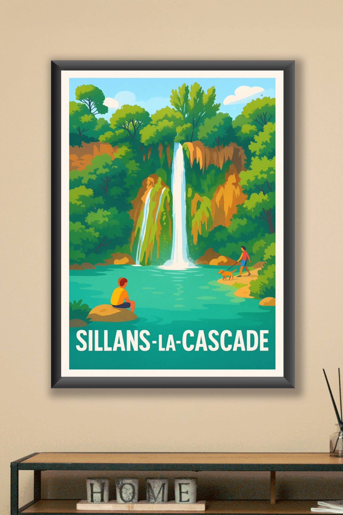 Affiche Sillans-la-Cascade — Tranquillité au pied de la cascade · poster d'art de Sillans-la-Cascade
