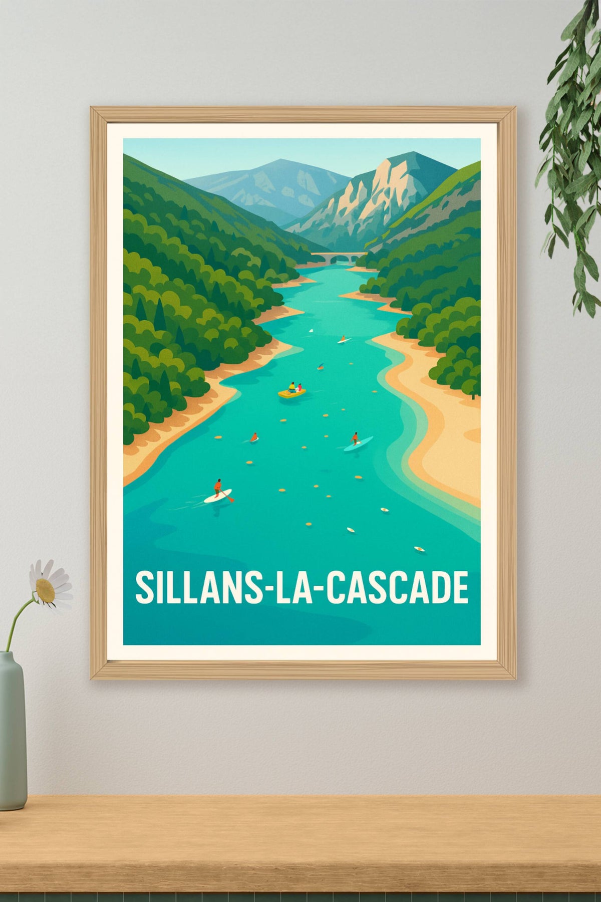 Affiche Sillans-la-Cascade — Évasion au fil de l'eau · poster d'art de Sillans-la-Cascade
