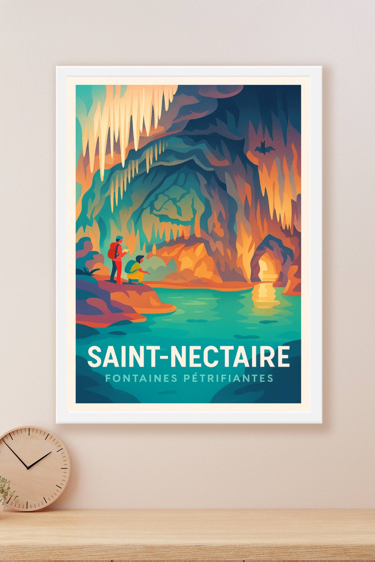 Affiche Saint-Nectaire — Exploration des fontaines pétrifiantes · poster d'art de Saint-Nectaire