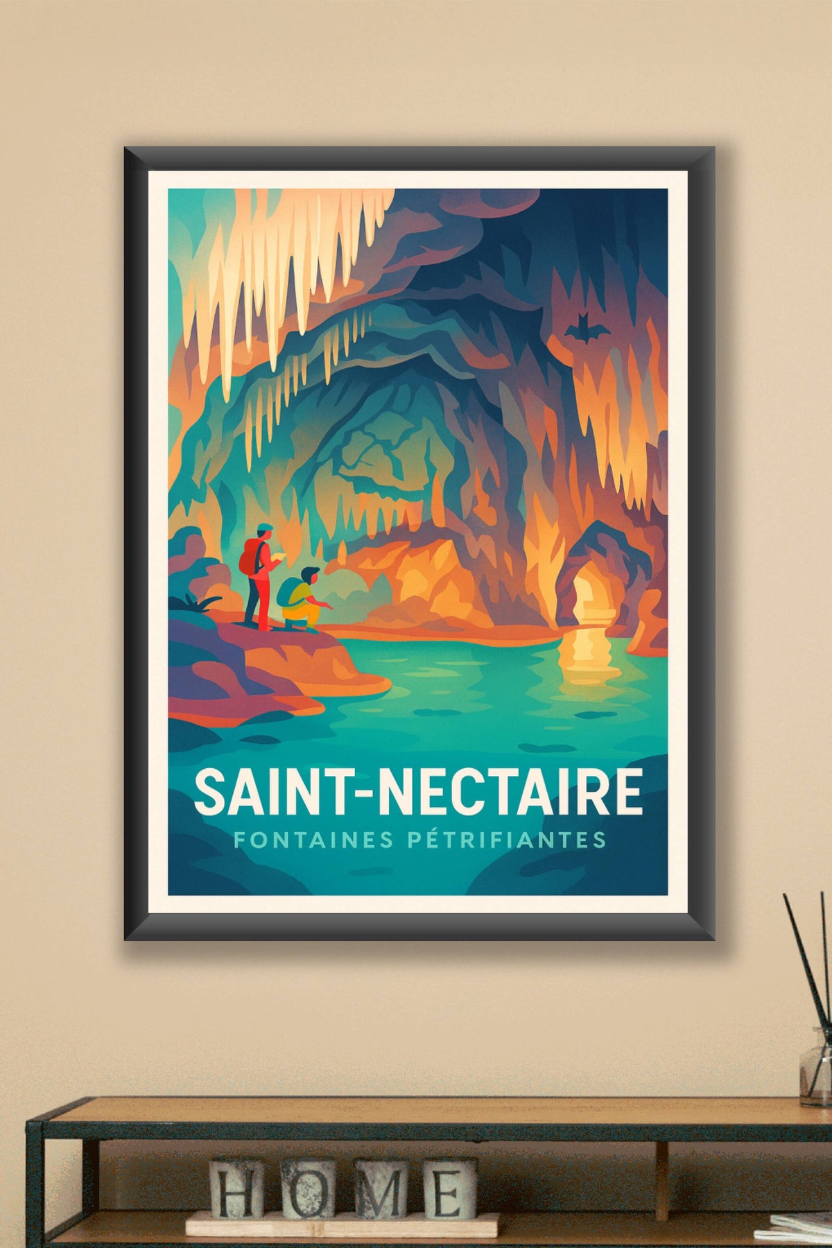 Affiche Saint-Nectaire — Exploration des fontaines pétrifiantes · poster d'art de Saint-Nectaire