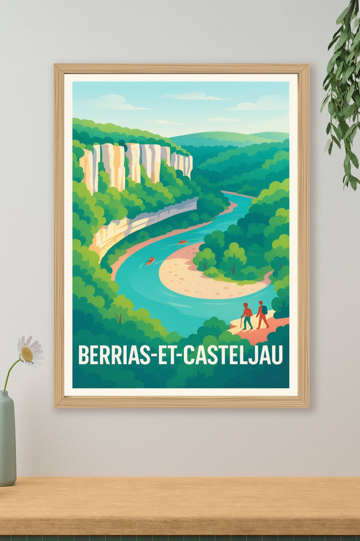 Affiche Berrias-et-Casteljau — Escapade nature au cœur de l'Ardèche · poster d'art de Berrias-et-Casteljau