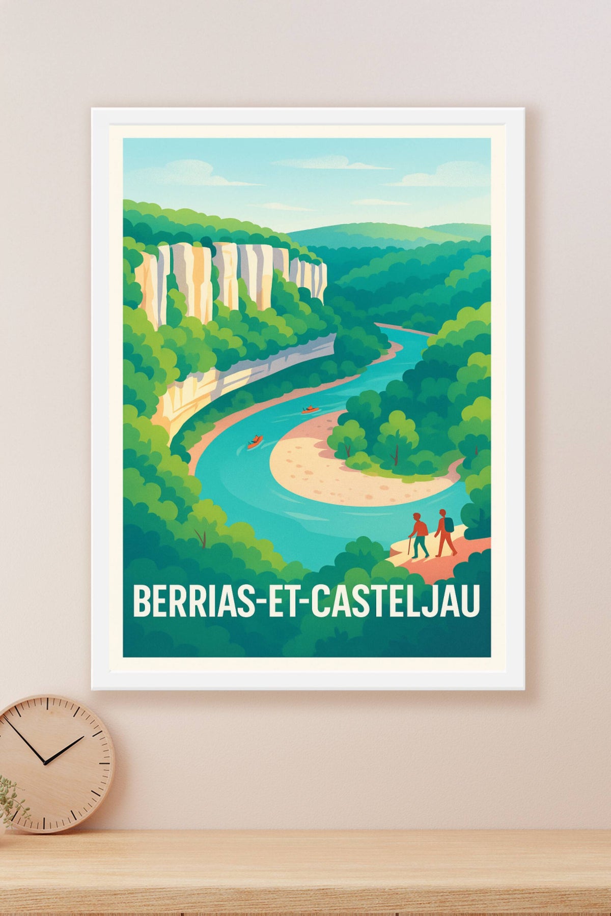 Affiche Berrias-et-Casteljau — Escapade nature au cœur de l'Ardèche · poster d'art de Berrias-et-Casteljau