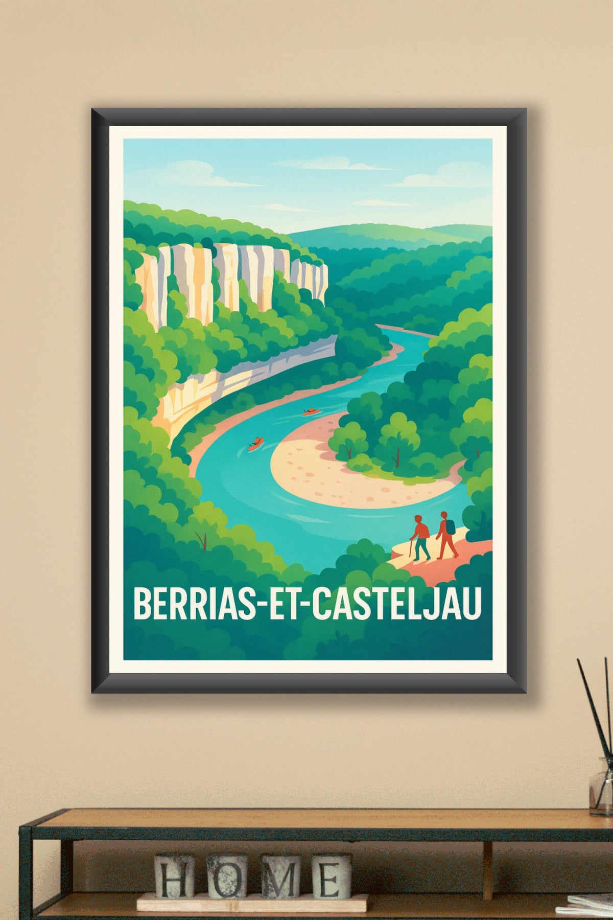 Affiche Berrias-et-Casteljau — Escapade nature au cœur de l'Ardèche · poster d'art de Berrias-et-Casteljau