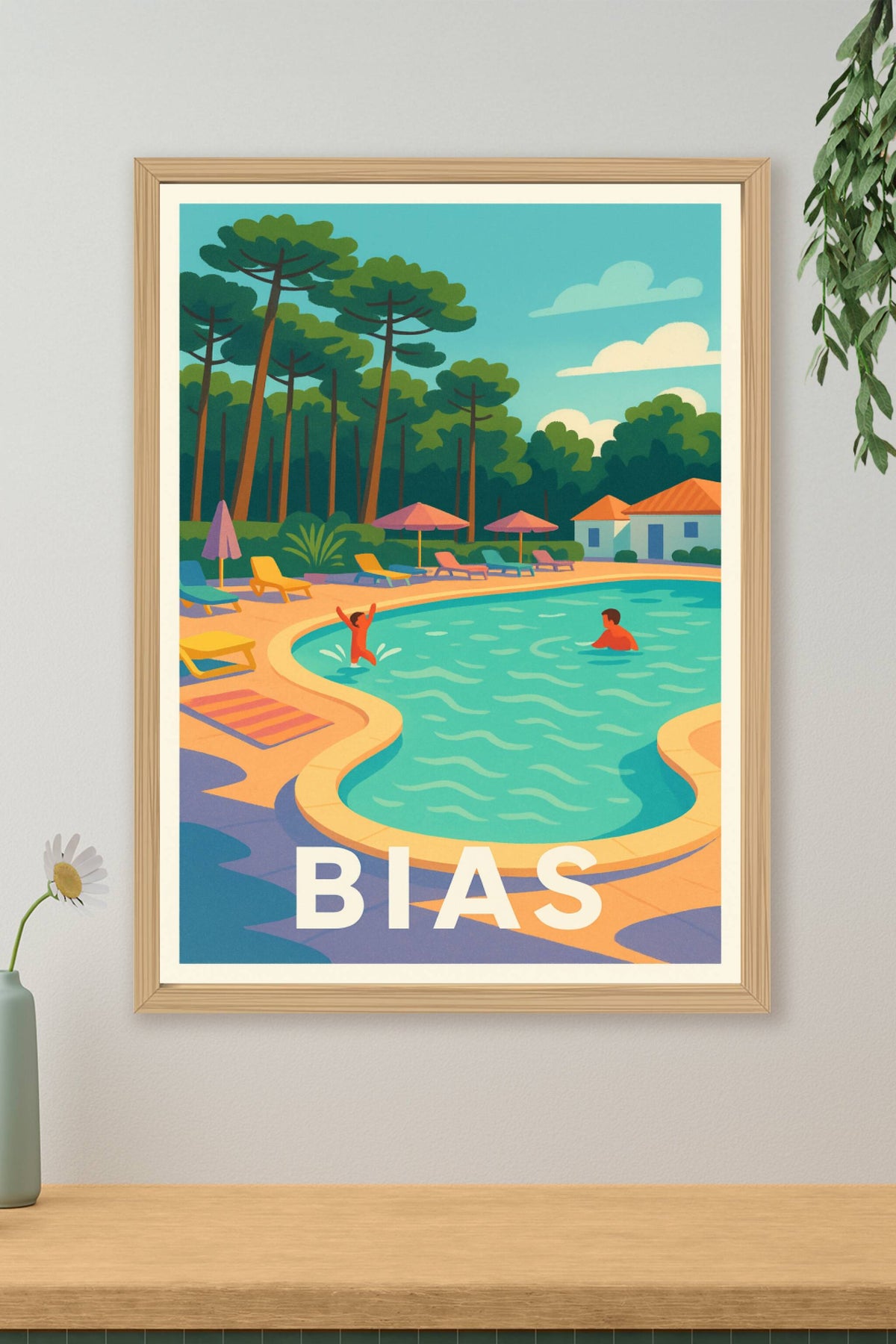 Affiche Bias — Ambiance vacances au bord de la piscine · poster d'art de Bias