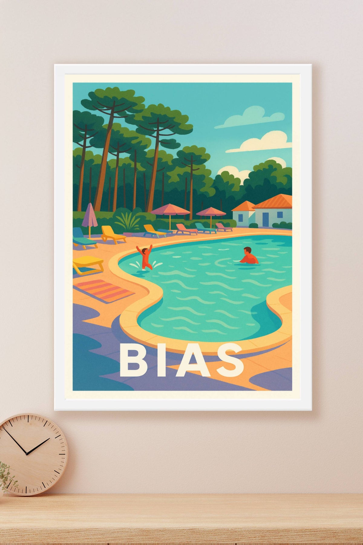 Affiche Bias — Ambiance vacances au bord de la piscine · poster d'art de Bias