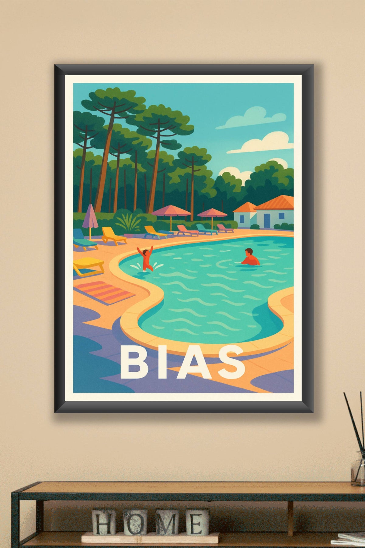 Affiche Bias — Ambiance vacances au bord de la piscine · poster d'art de Bias
