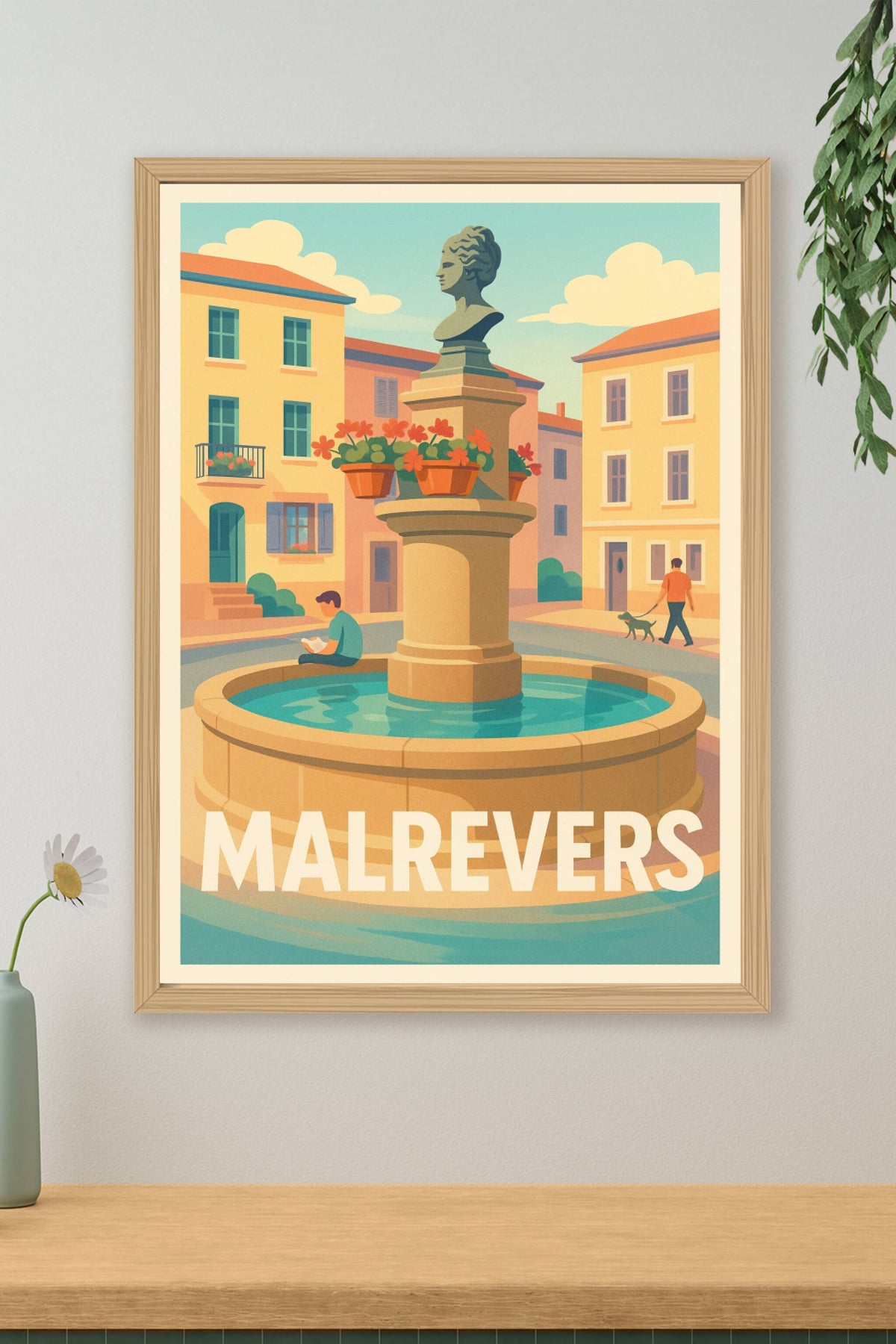 Affiche Malrevers — Charme et sérénité au cœur du village · poster d'art de Malrevers