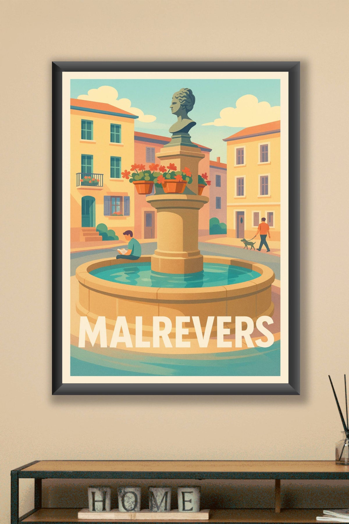 Affiche Malrevers — Charme et sérénité au cœur du village · poster d'art de Malrevers