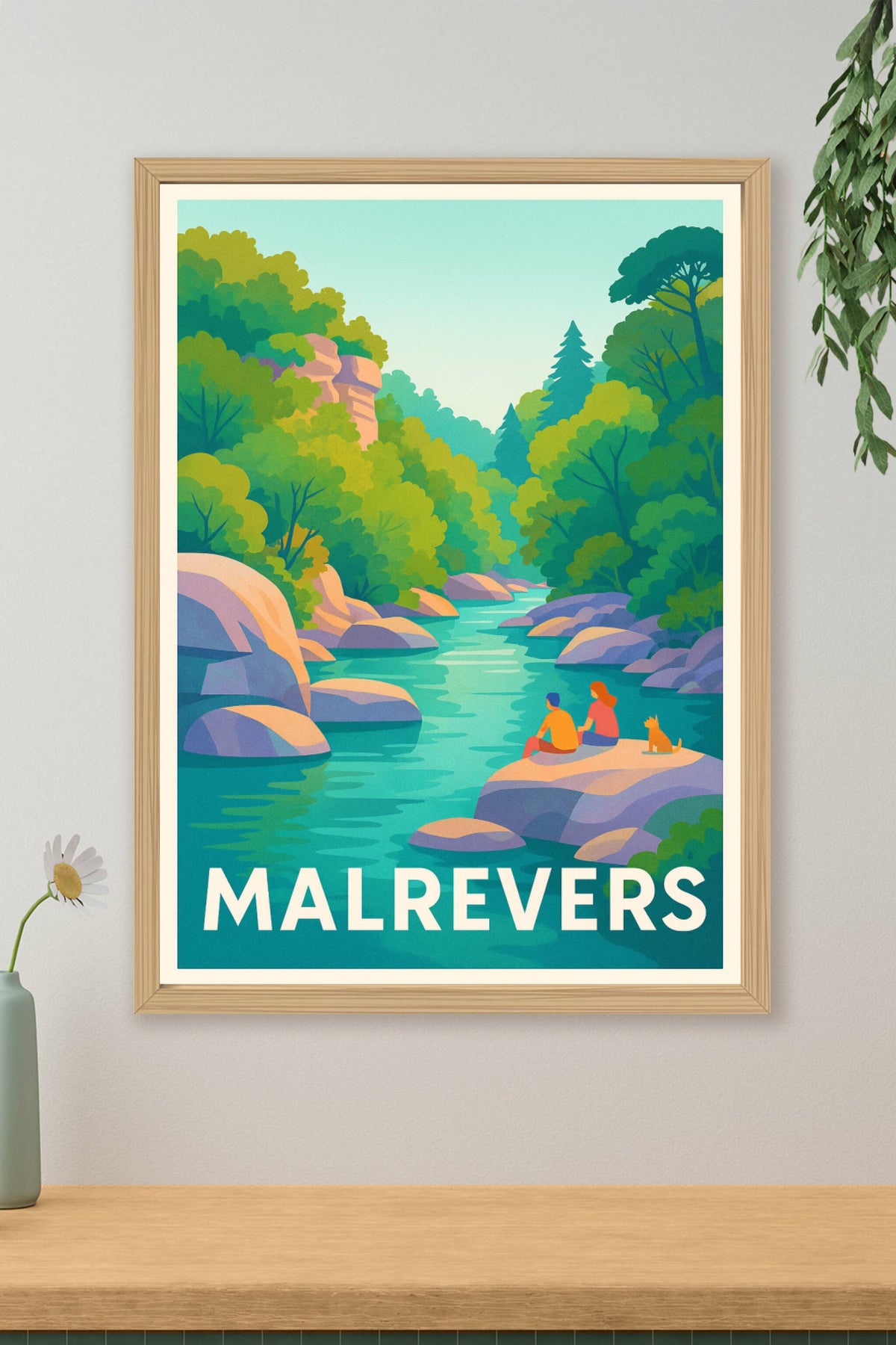 Affiche Malrevers — Évasion paisible au fil de l'eau · poster d'art de Malrevers