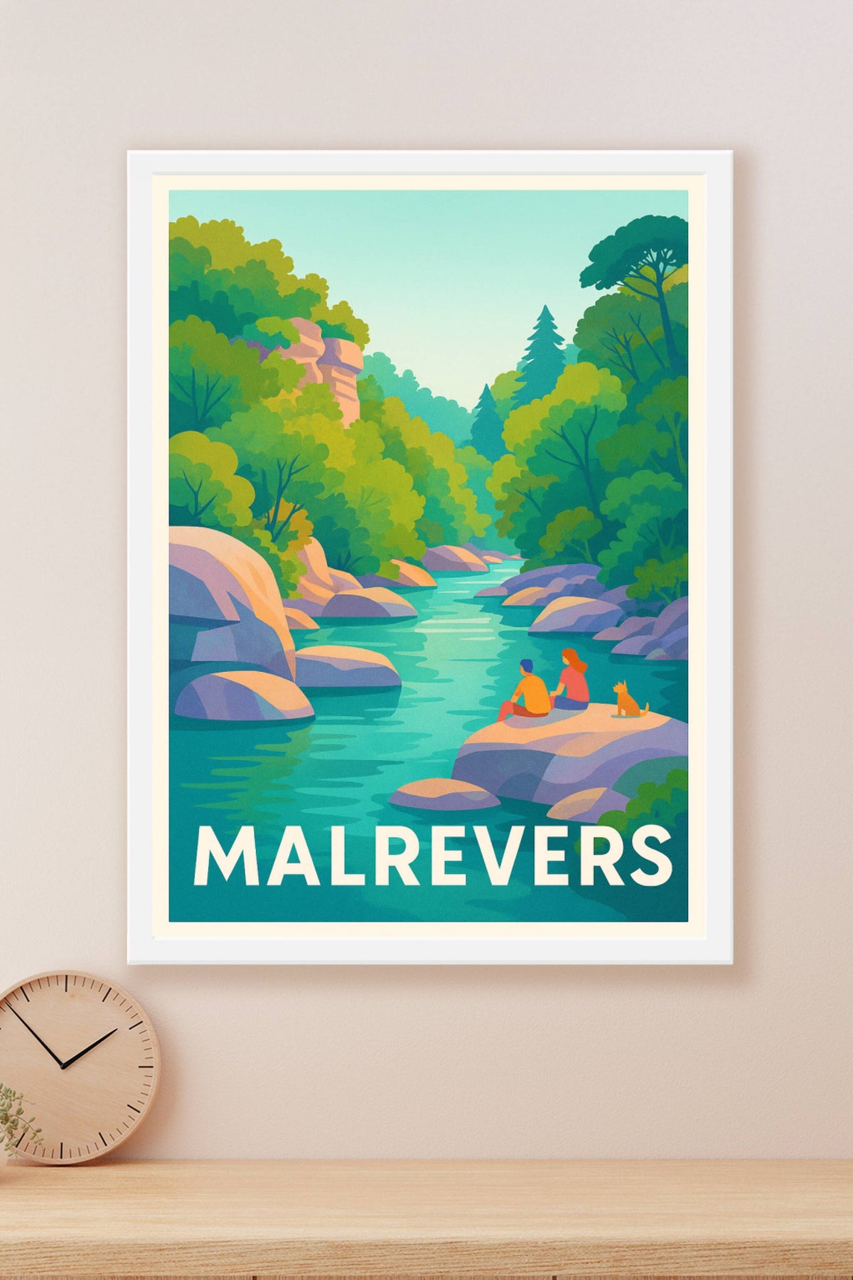 Affiche Malrevers — Évasion paisible au fil de l'eau · poster d'art de Malrevers