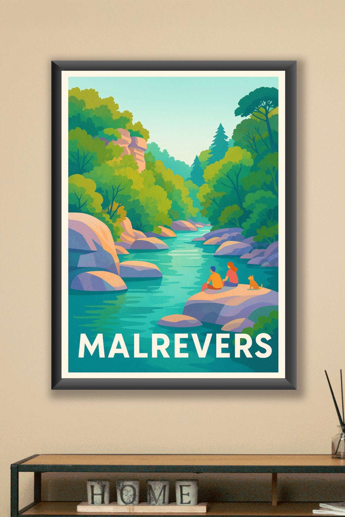 Affiche Malrevers — Évasion paisible au fil de l'eau · poster d'art de Malrevers