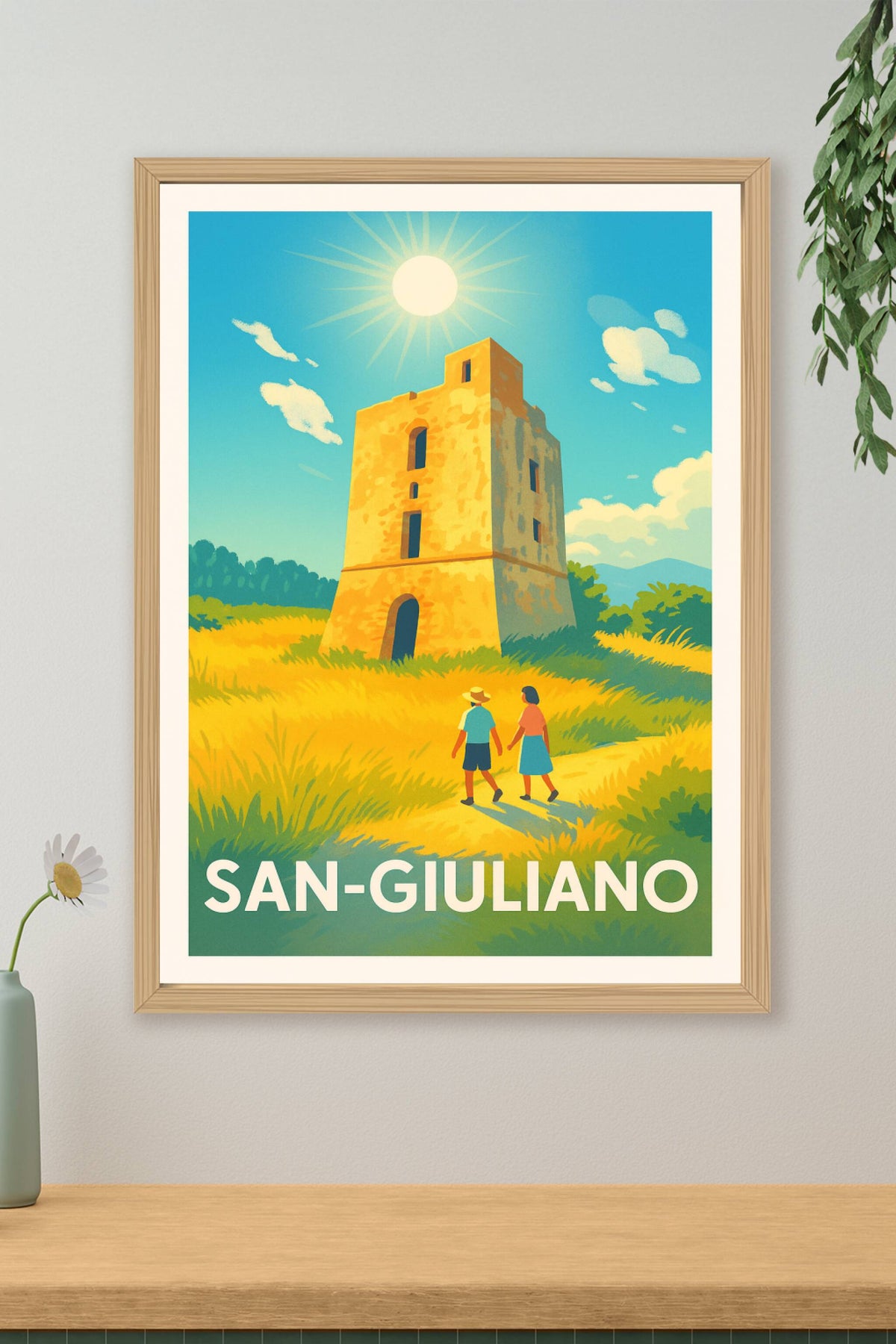Affiche San-Giuliano — Balade ensoleillée au cœur de la tour historique · poster d'art de San-Giuliano