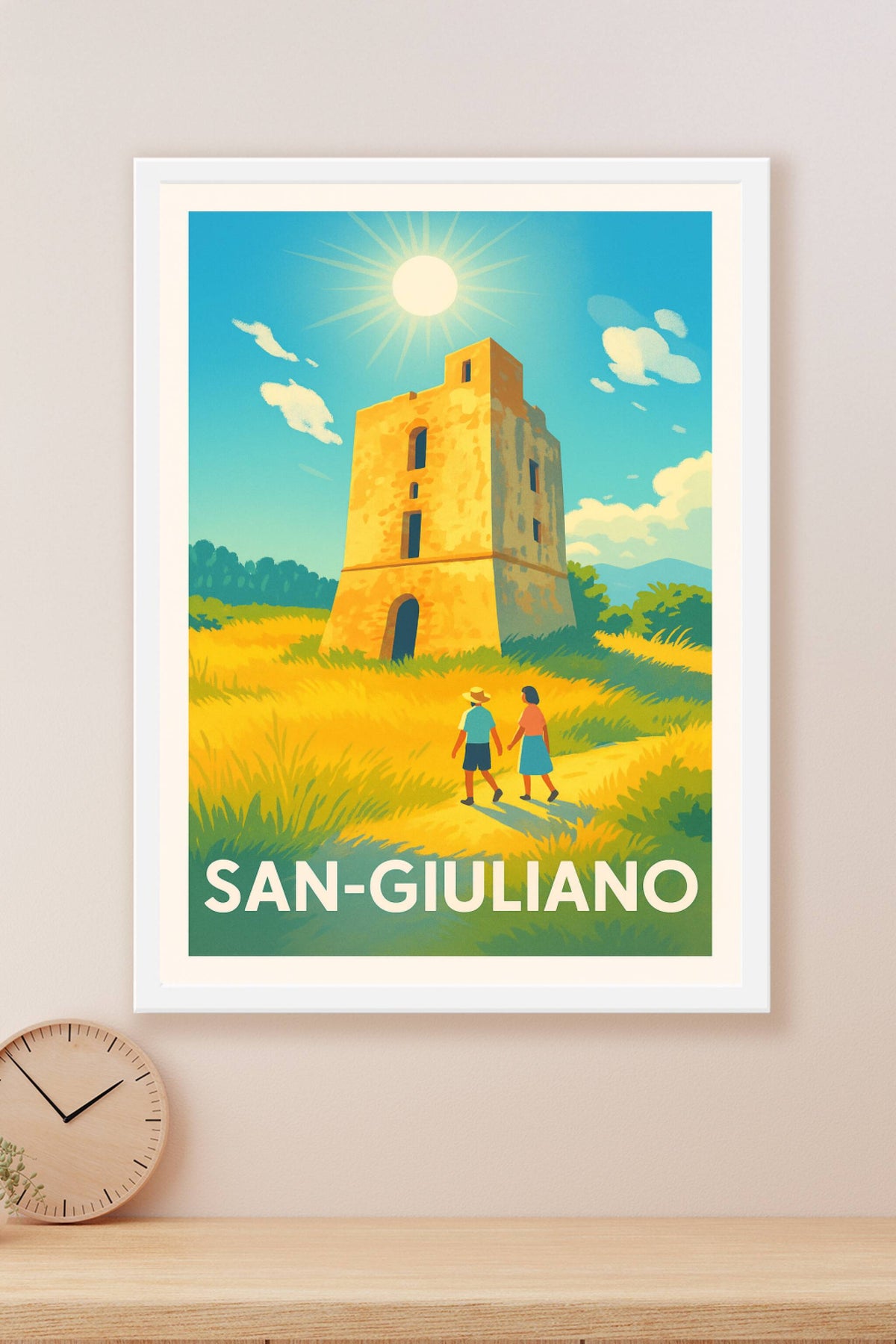 Affiche San-Giuliano — Balade ensoleillée au cœur de la tour historique · poster d'art de San-Giuliano