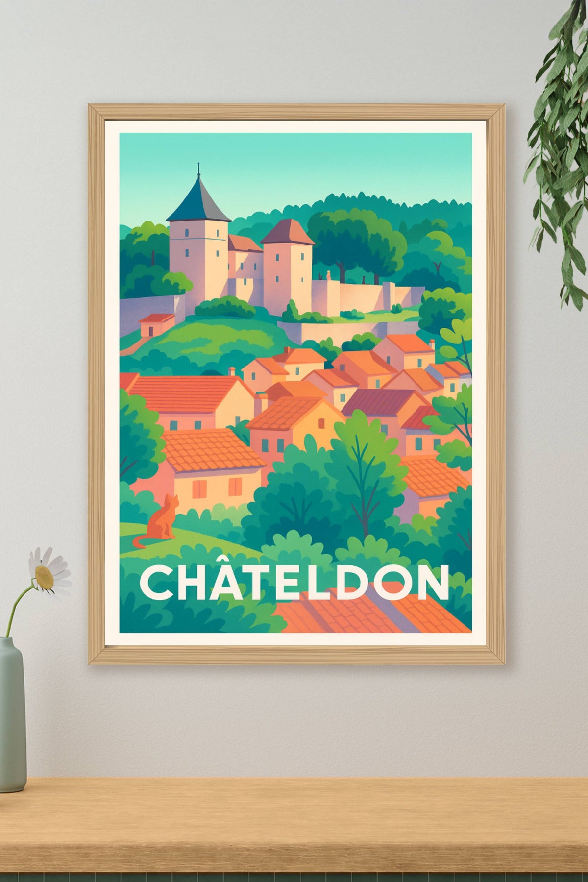 Affiche Châteldon — Charme et Sérénité au Cœur de la Nature · poster d'art de Châteldon