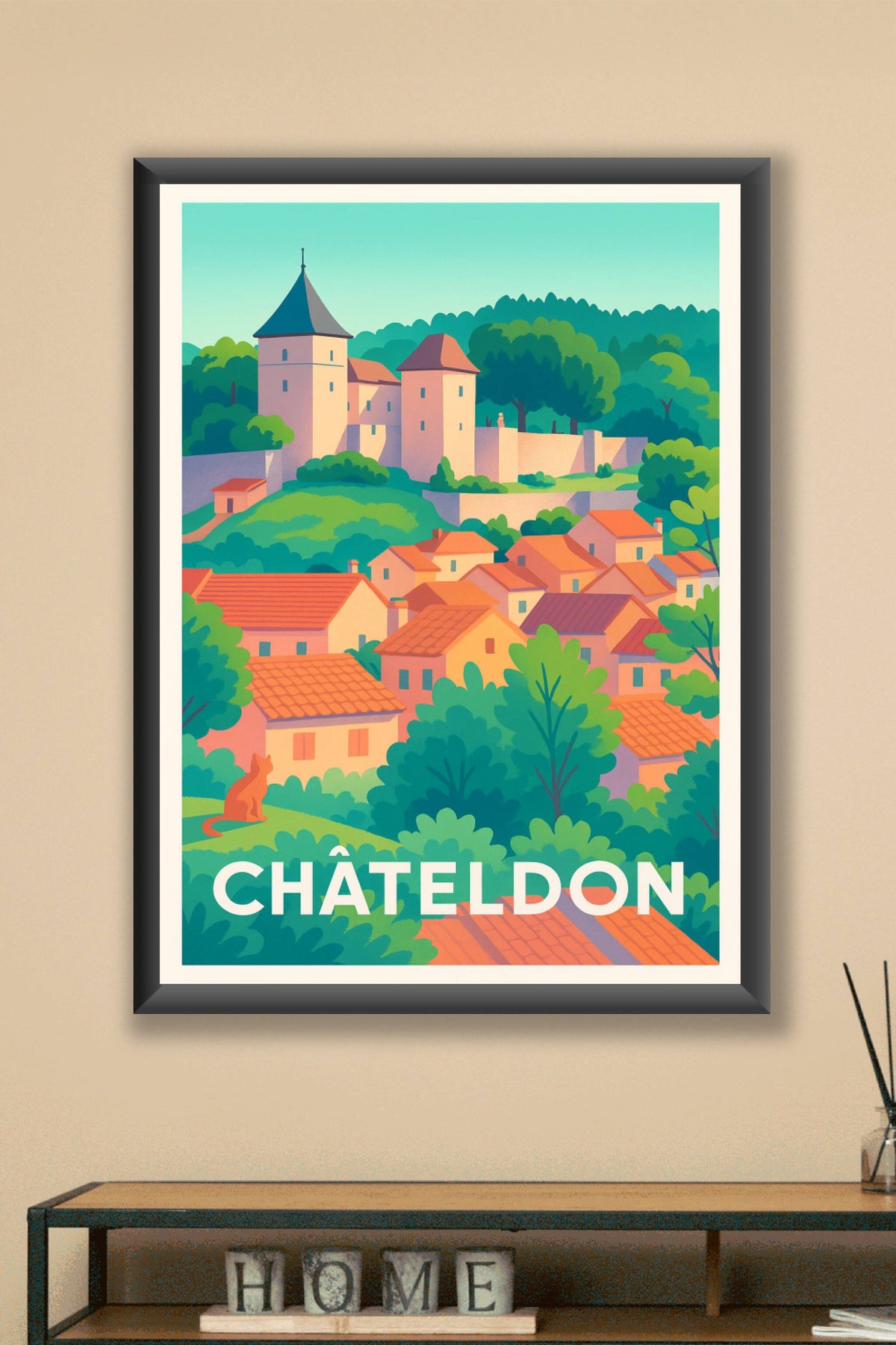 Affiche Châteldon — Charme et Sérénité au Cœur de la Nature · poster d'art de Châteldon