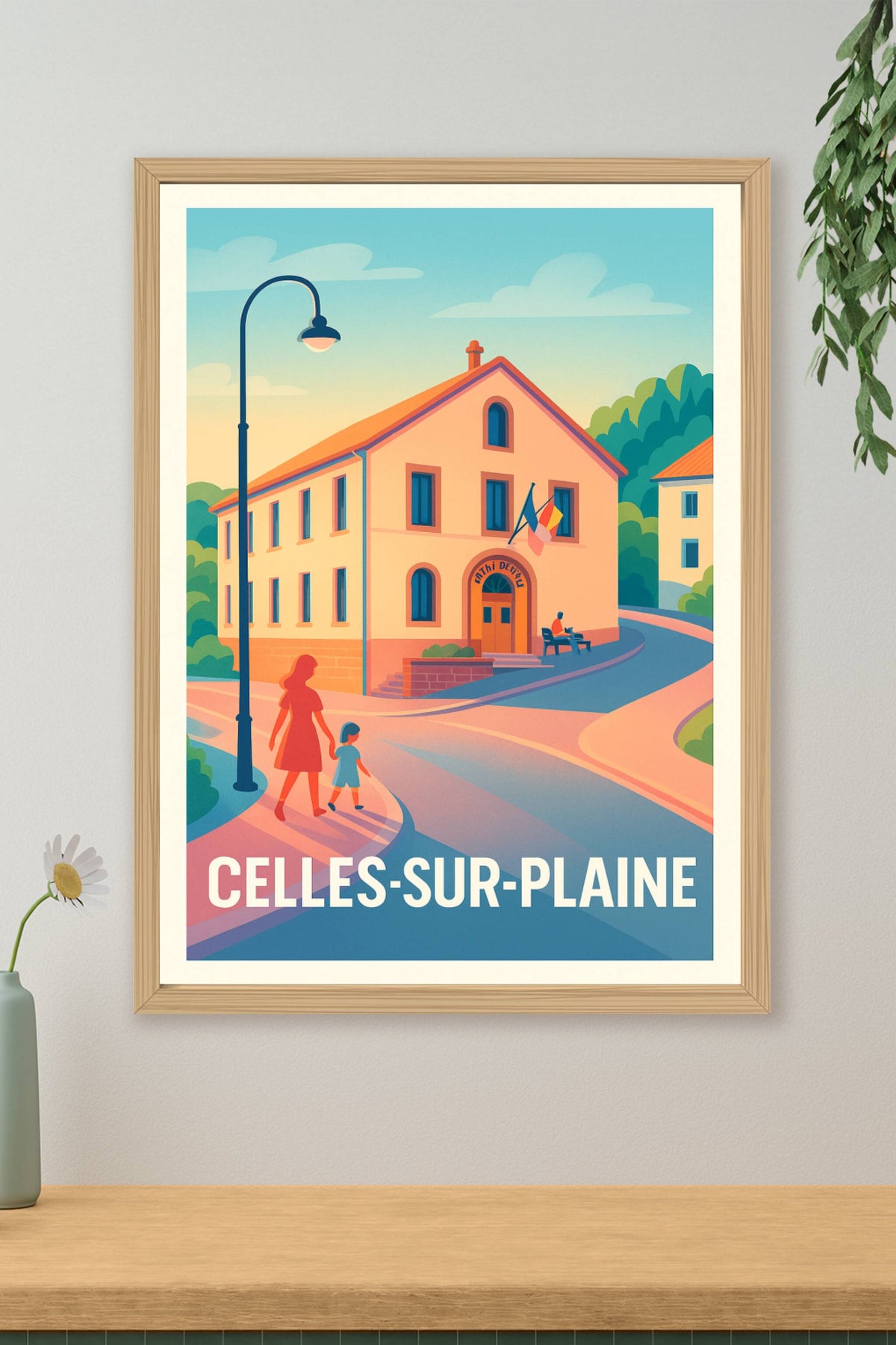 Affiche Celles-sur-Plaine — Charme paisible d'un village authentique · poster d'art de Celles-sur-Plaine