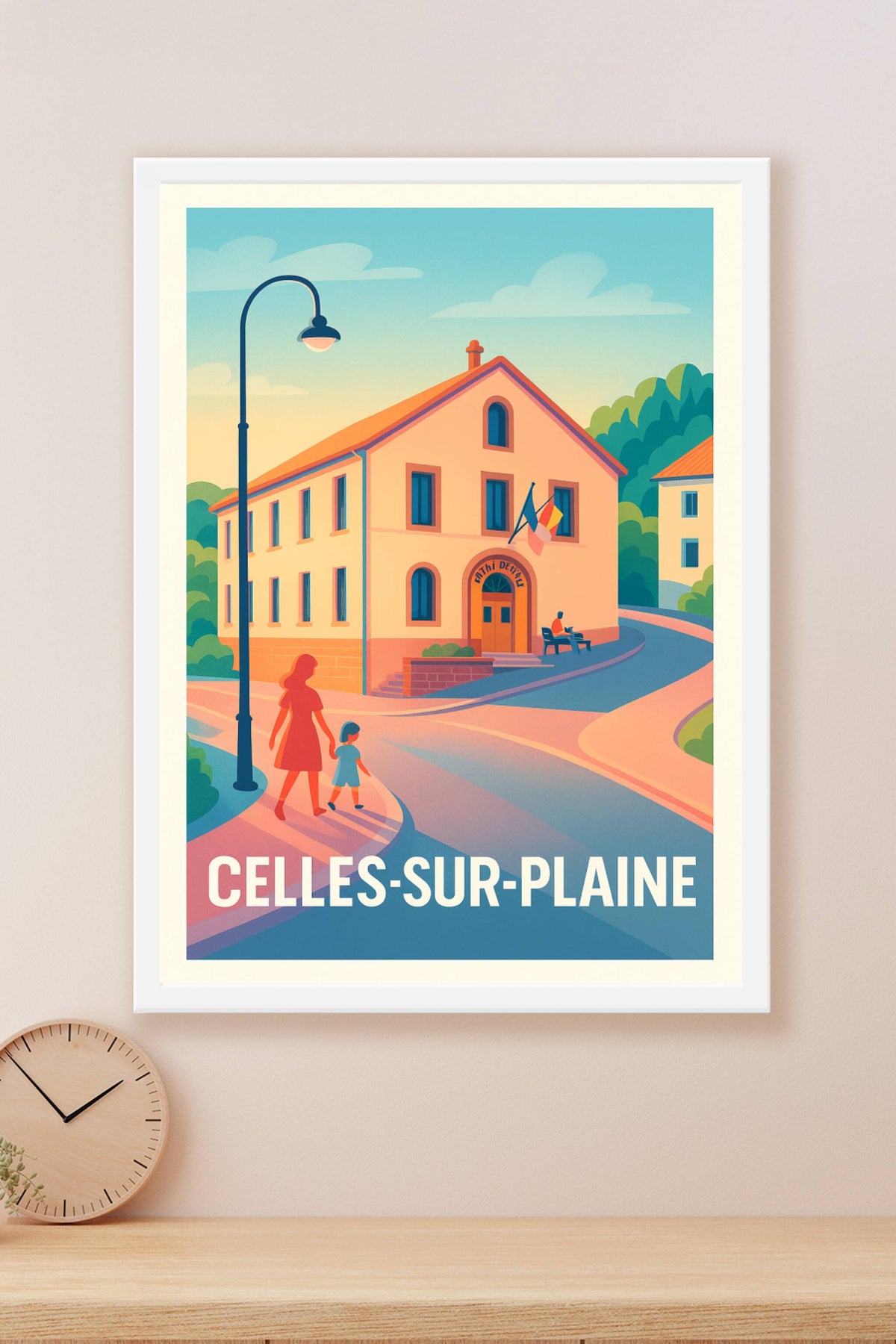 Affiche Celles-sur-Plaine — Charme paisible d'un village authentique · poster d'art de Celles-sur-Plaine