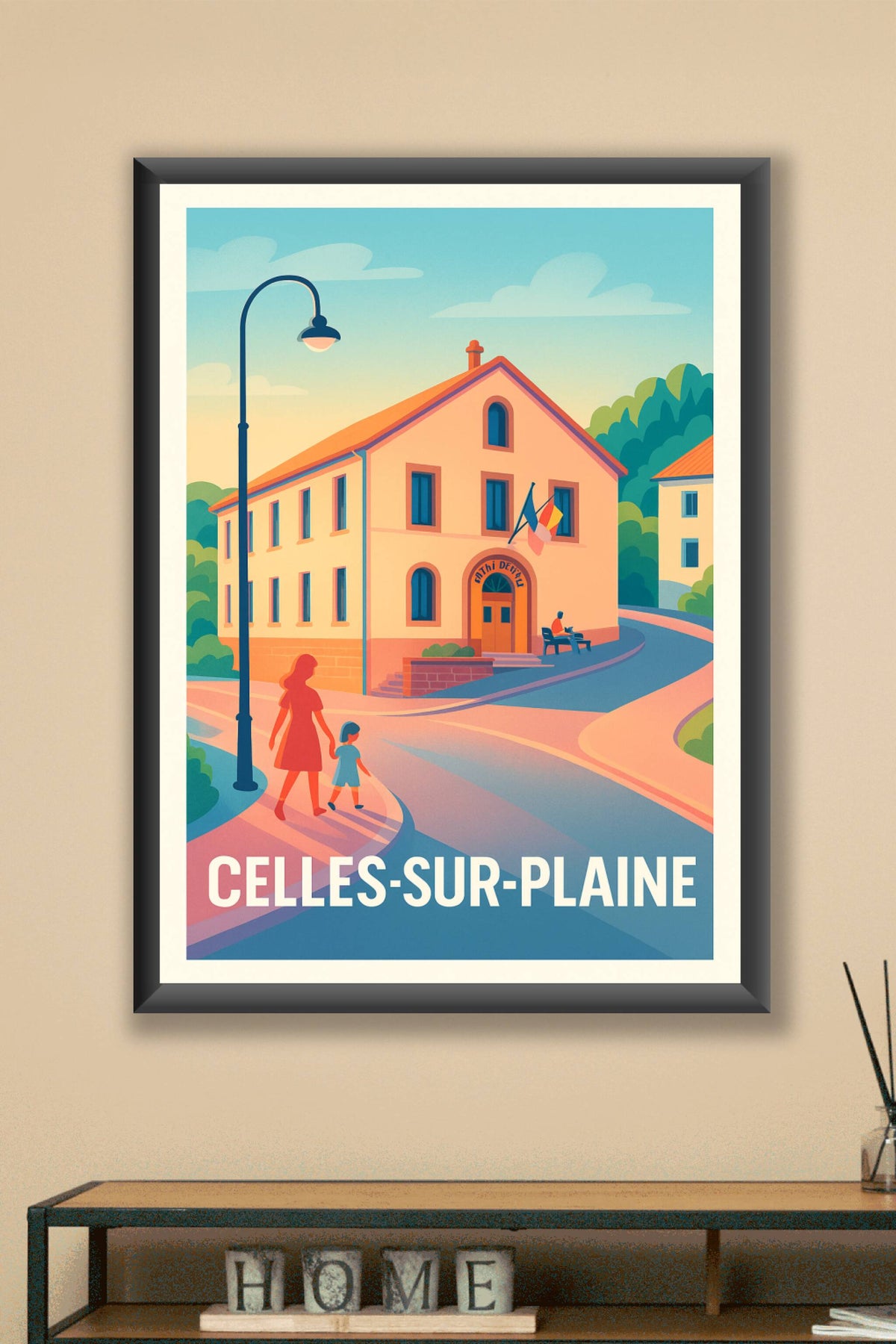 Affiche Celles-sur-Plaine — Charme paisible d'un village authentique · poster d'art de Celles-sur-Plaine