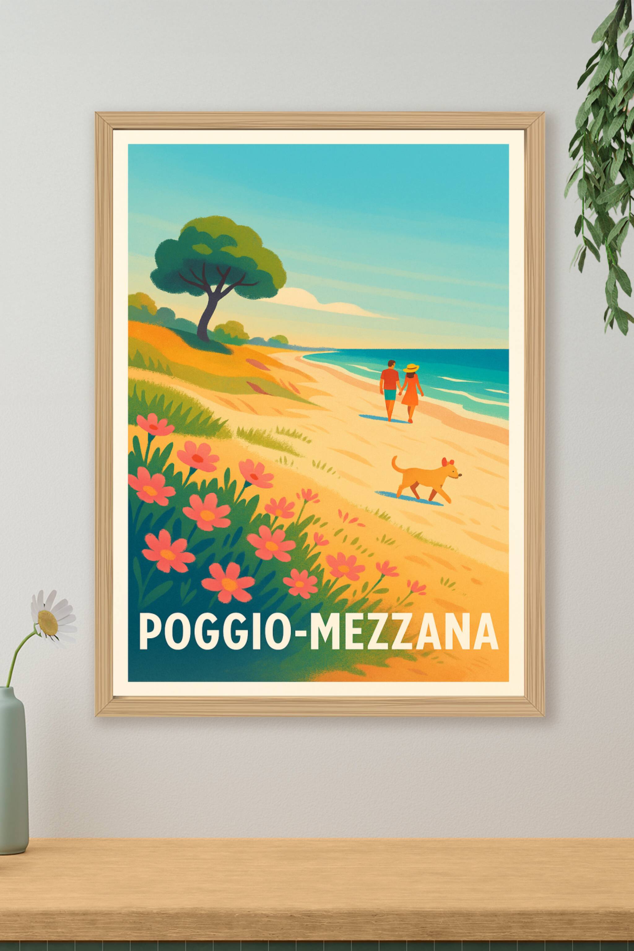 Affiche de Poggio-Mezzana - Promenade romantique au bord de la mer