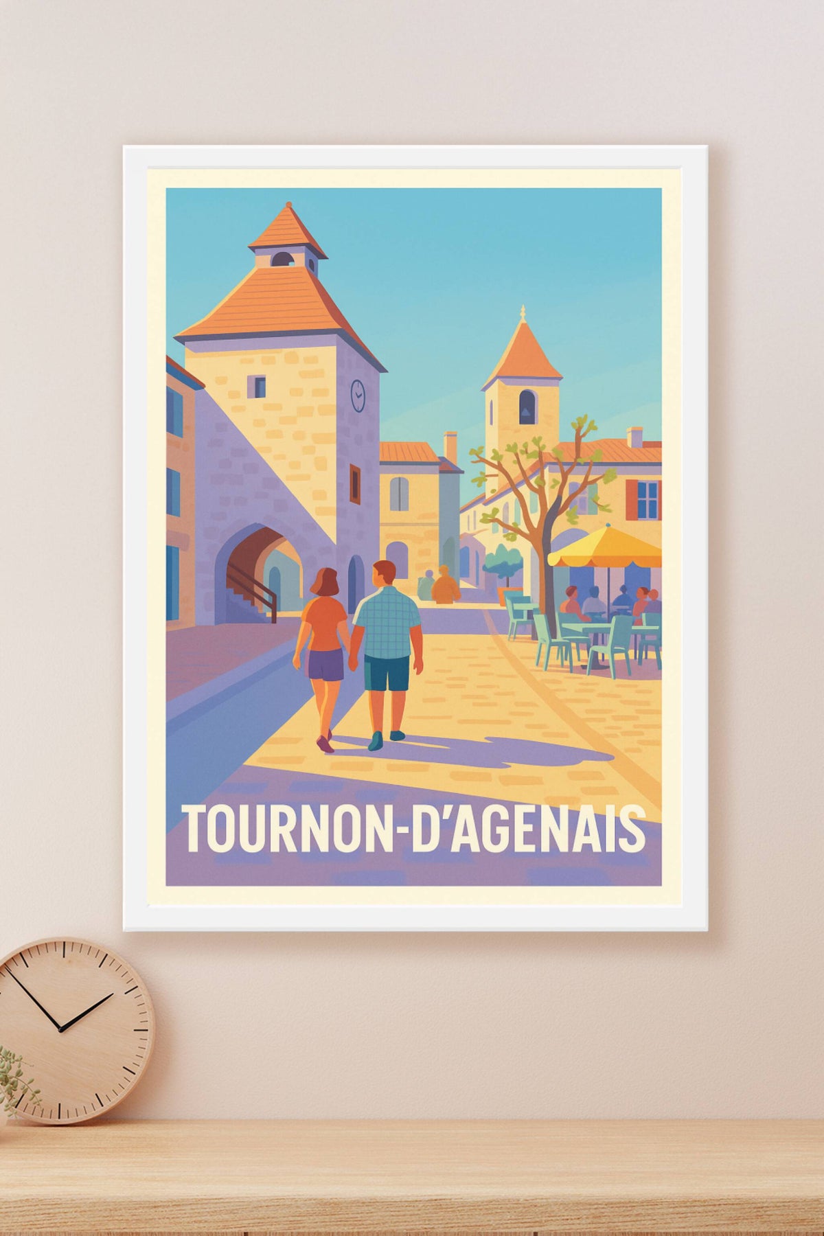 Affiche Tournon-d'Agenais — Balade ensoleillée au cœur de la bastide · poster d'art de Tournon-d'Agenais