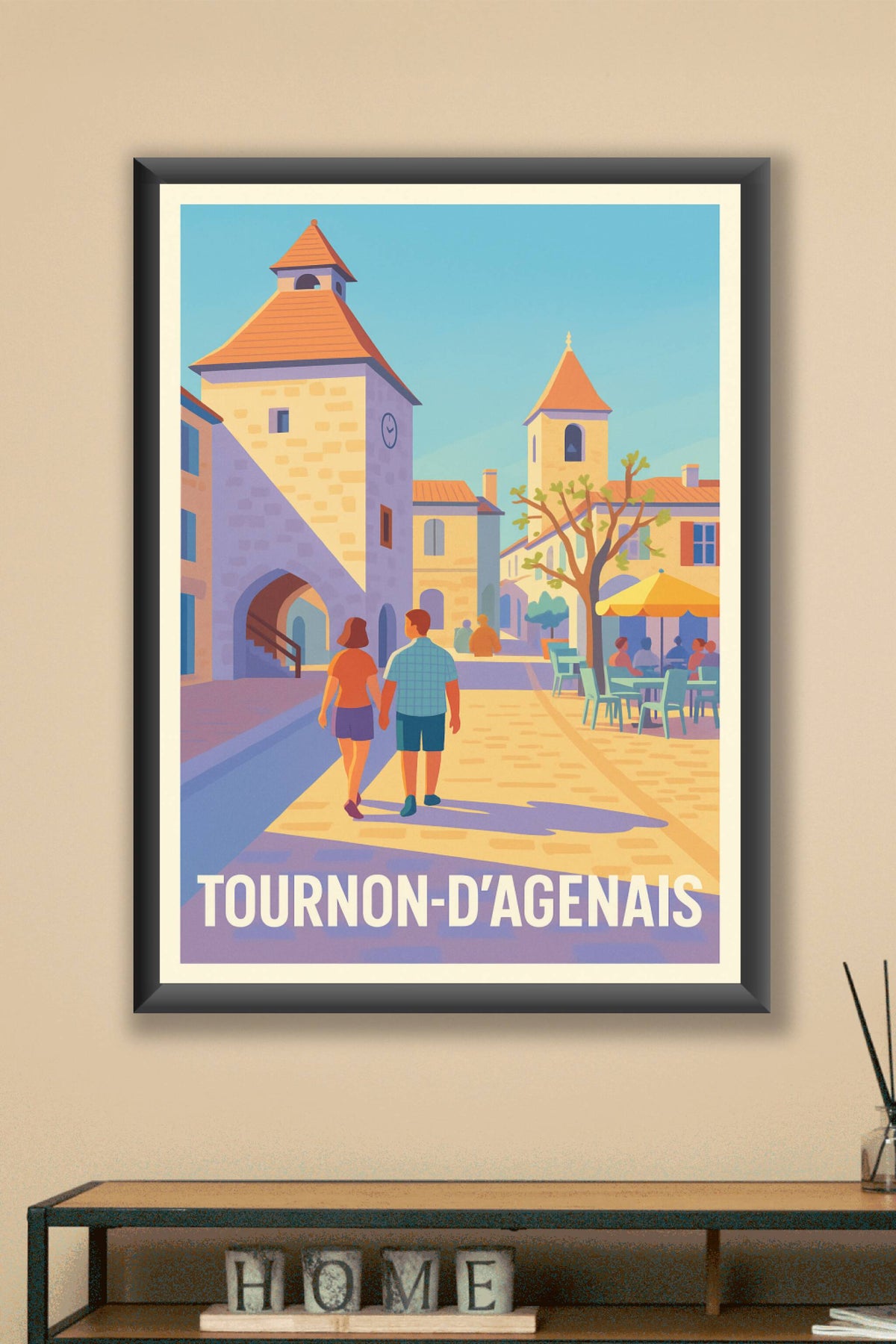 Affiche Tournon-d'Agenais — Balade ensoleillée au cœur de la bastide · poster d'art de Tournon-d'Agenais