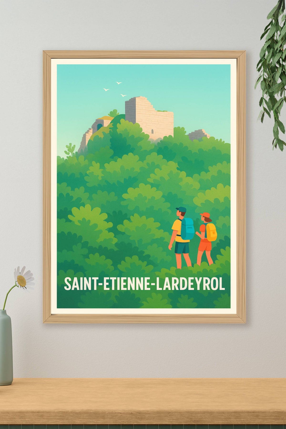 Affiche Saint-Étienne-Lardeyrol — Aventure et patrimoine en pleine nature · poster d'art de Saint-Étienne-Lardeyrol