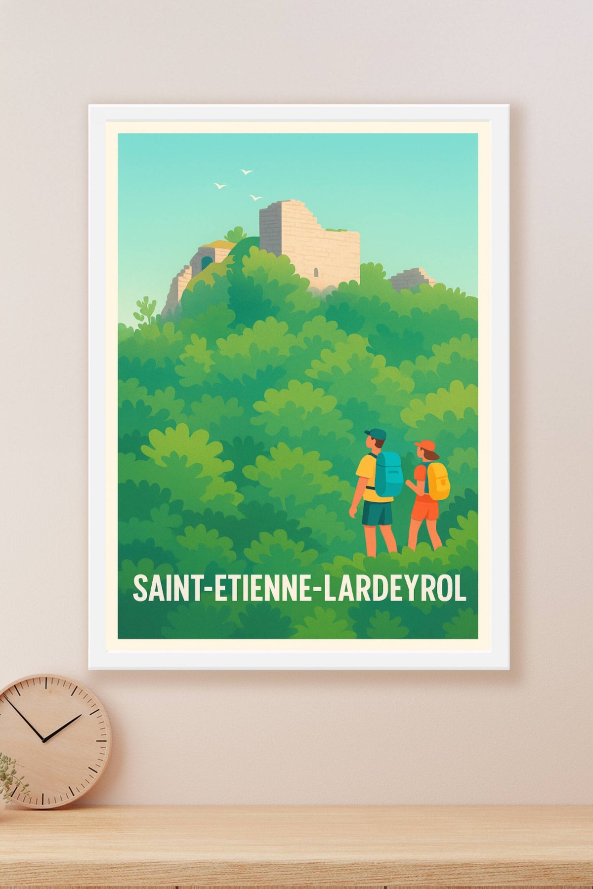 Affiche Saint-Étienne-Lardeyrol — Aventure et patrimoine en pleine nature · poster d'art de Saint-Étienne-Lardeyrol
