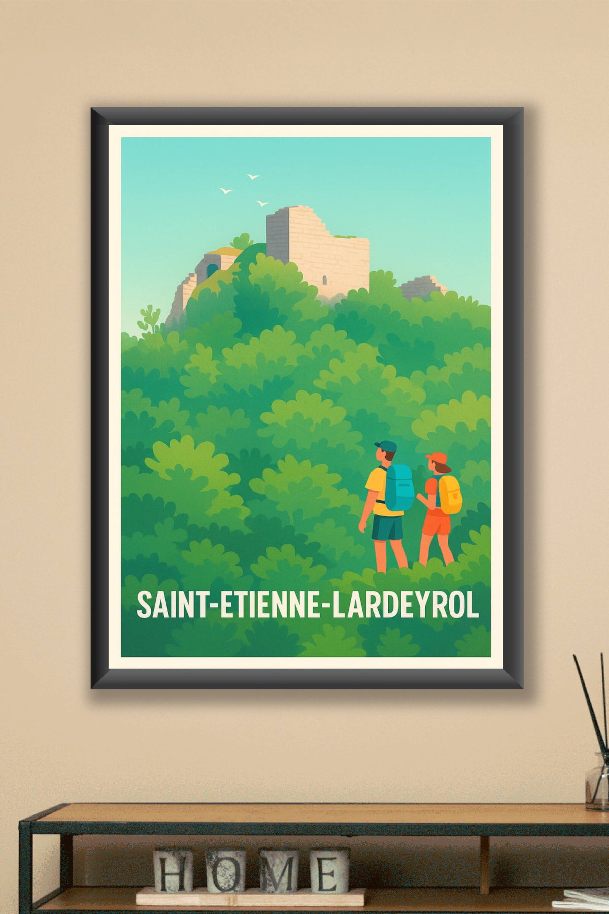 Affiche Saint-Étienne-Lardeyrol — Aventure et patrimoine en pleine nature · poster d'art de Saint-Étienne-Lardeyrol