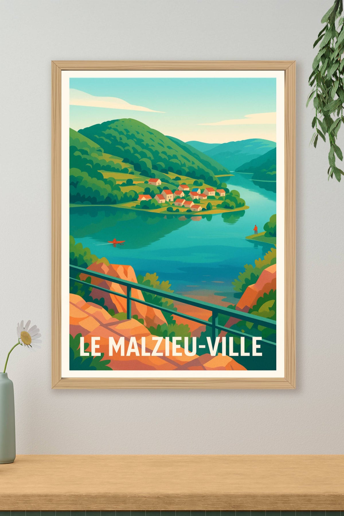 Affiche Le Malzieu-Ville — Sérénité au cœur de la nature · poster d'art de Le Malzieu-Ville
