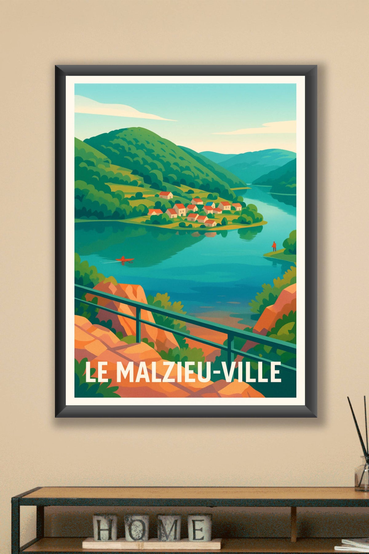 Affiche Le Malzieu-Ville — Sérénité au cœur de la nature · poster d'art de Le Malzieu-Ville