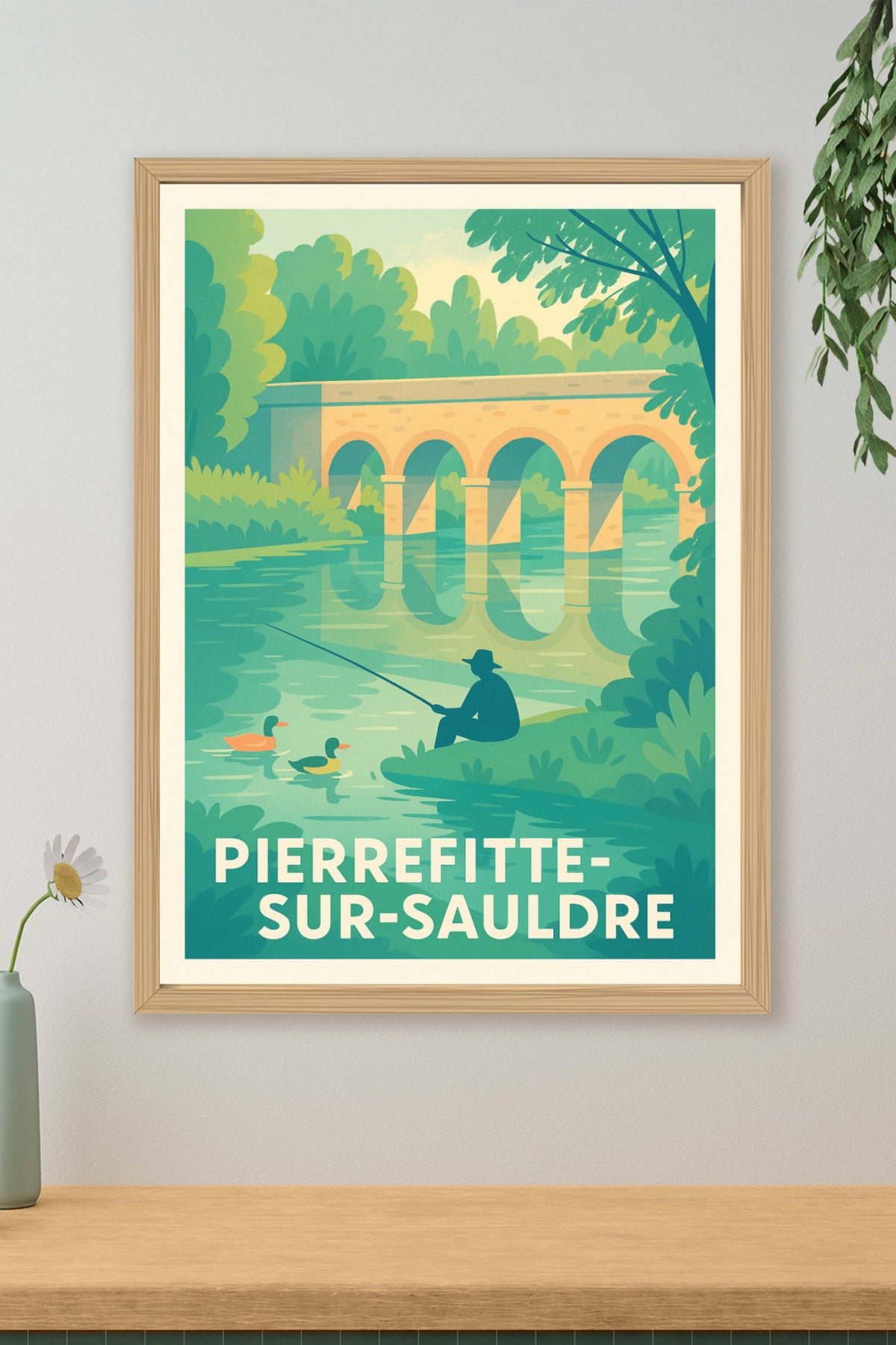Affiche Pierrefitte-sur-Sauldre — Sérénité au fil de l'eau · poster d'art de Pierrefitte-sur-Sauldre