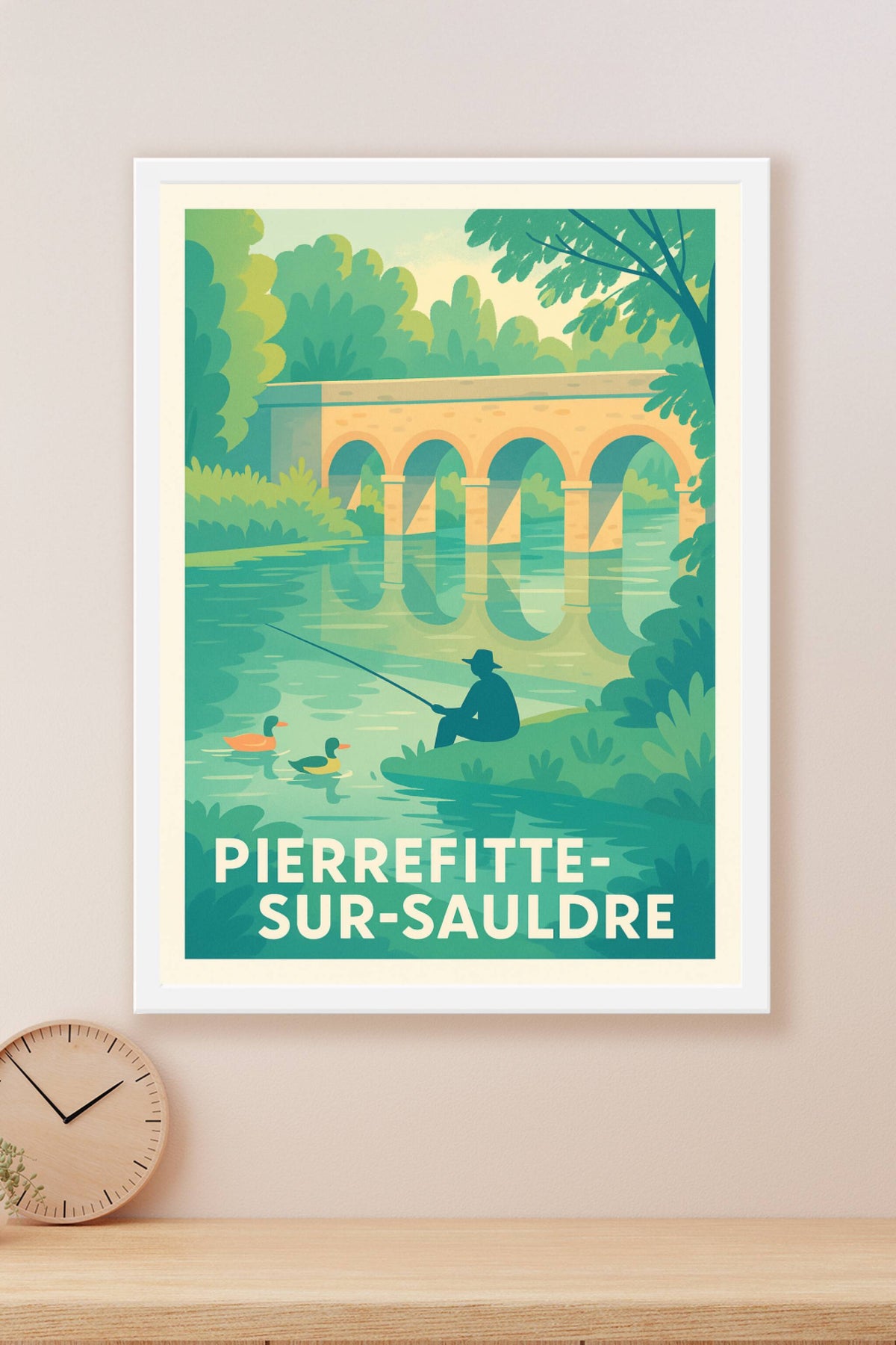 Affiche Pierrefitte-sur-Sauldre — Sérénité au fil de l'eau · poster d'art de Pierrefitte-sur-Sauldre