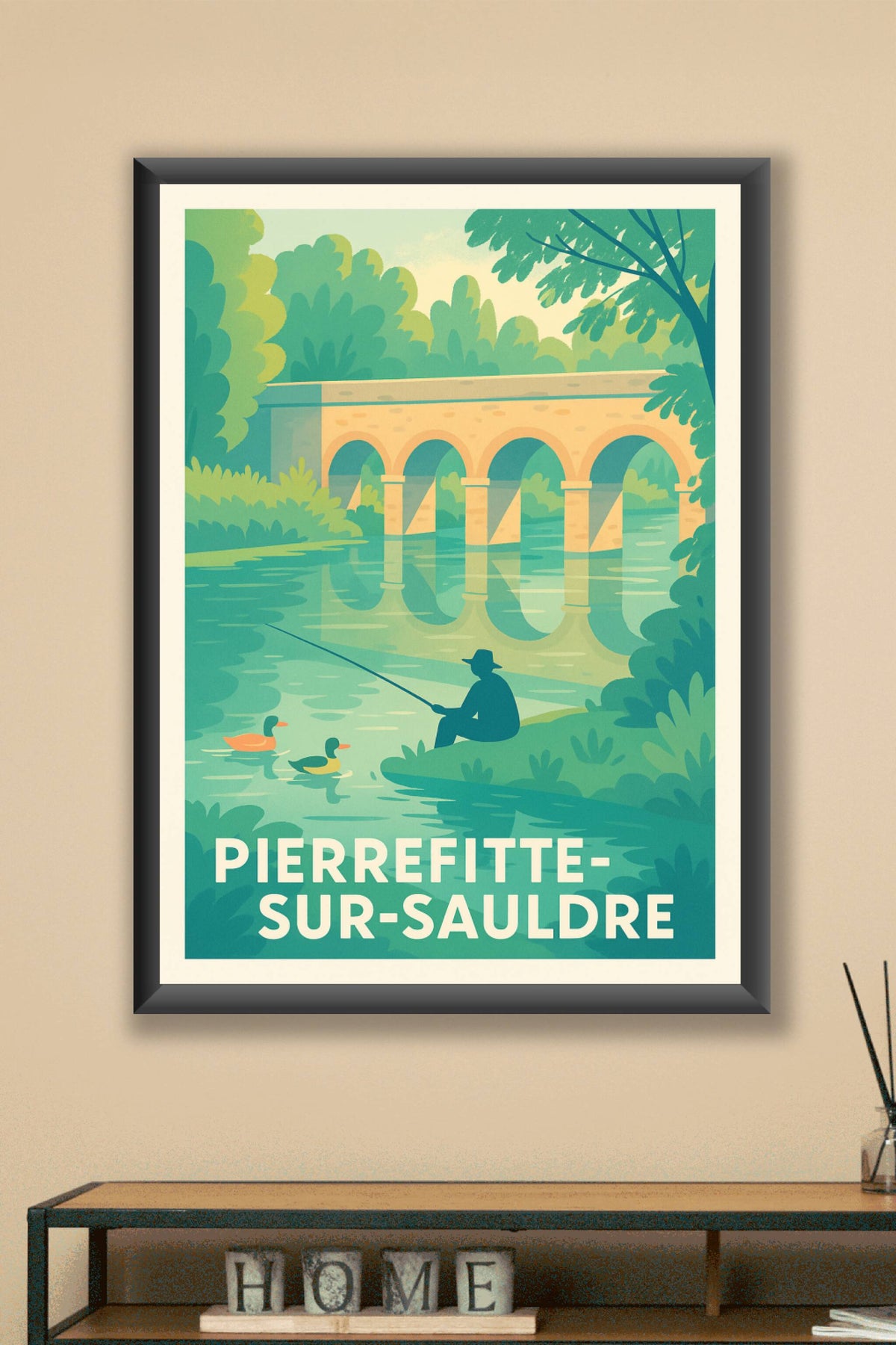 Affiche Pierrefitte-sur-Sauldre — Sérénité au fil de l'eau · poster d'art de Pierrefitte-sur-Sauldre