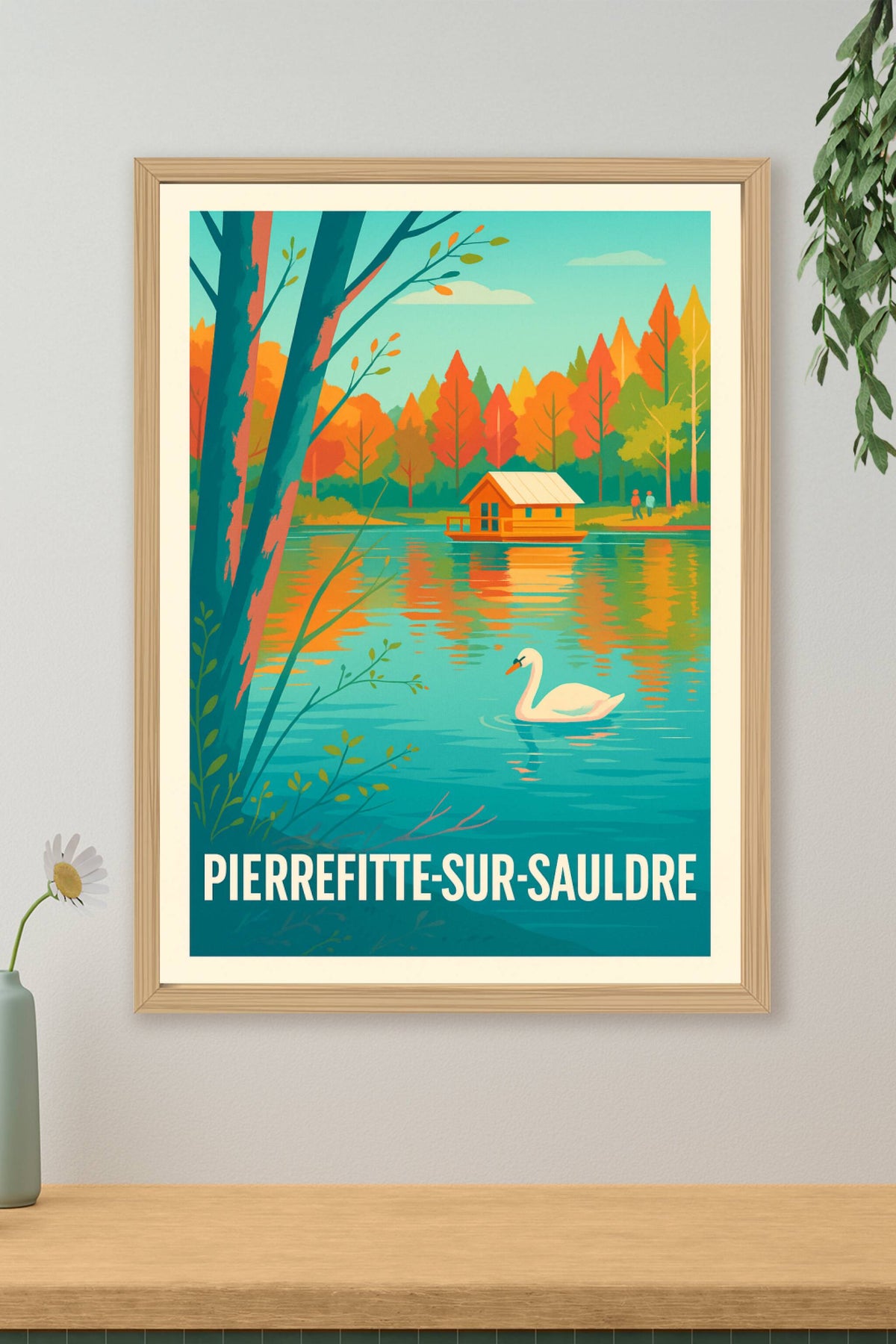 Affiche Pierrefitte-sur-Sauldre — Sérénité au fil de l'eau · poster d'art de Pierrefitte-sur-Sauldre