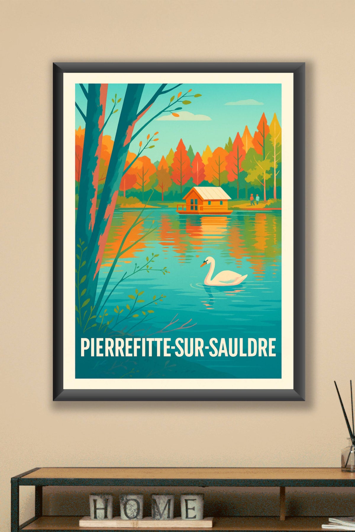Affiche Pierrefitte-sur-Sauldre — Sérénité au fil de l'eau · poster d'art de Pierrefitte-sur-Sauldre