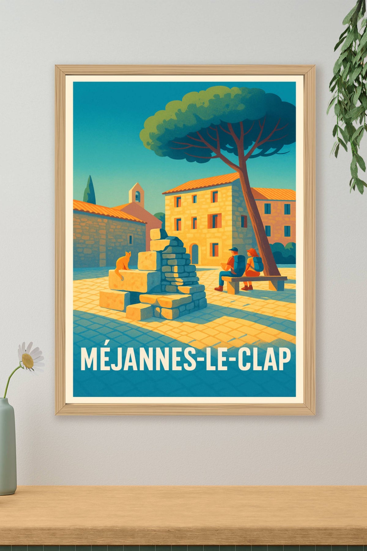 Affiche Méjannes-le-Clap — Tranquillité au cœur du village · poster d'art de Méjannes-le-Clap