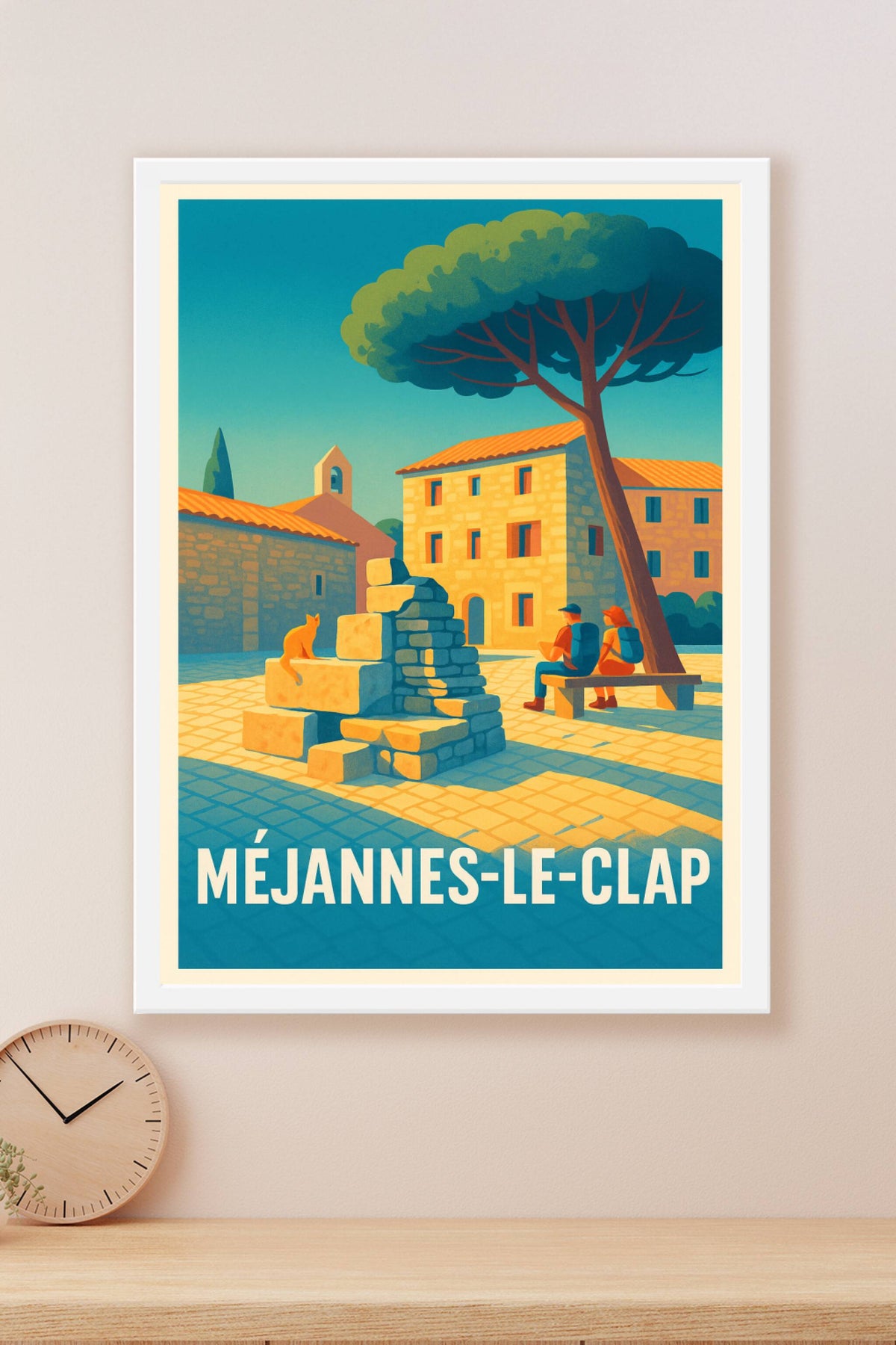 Affiche Méjannes-le-Clap — Tranquillité au cœur du village · poster d'art de Méjannes-le-Clap