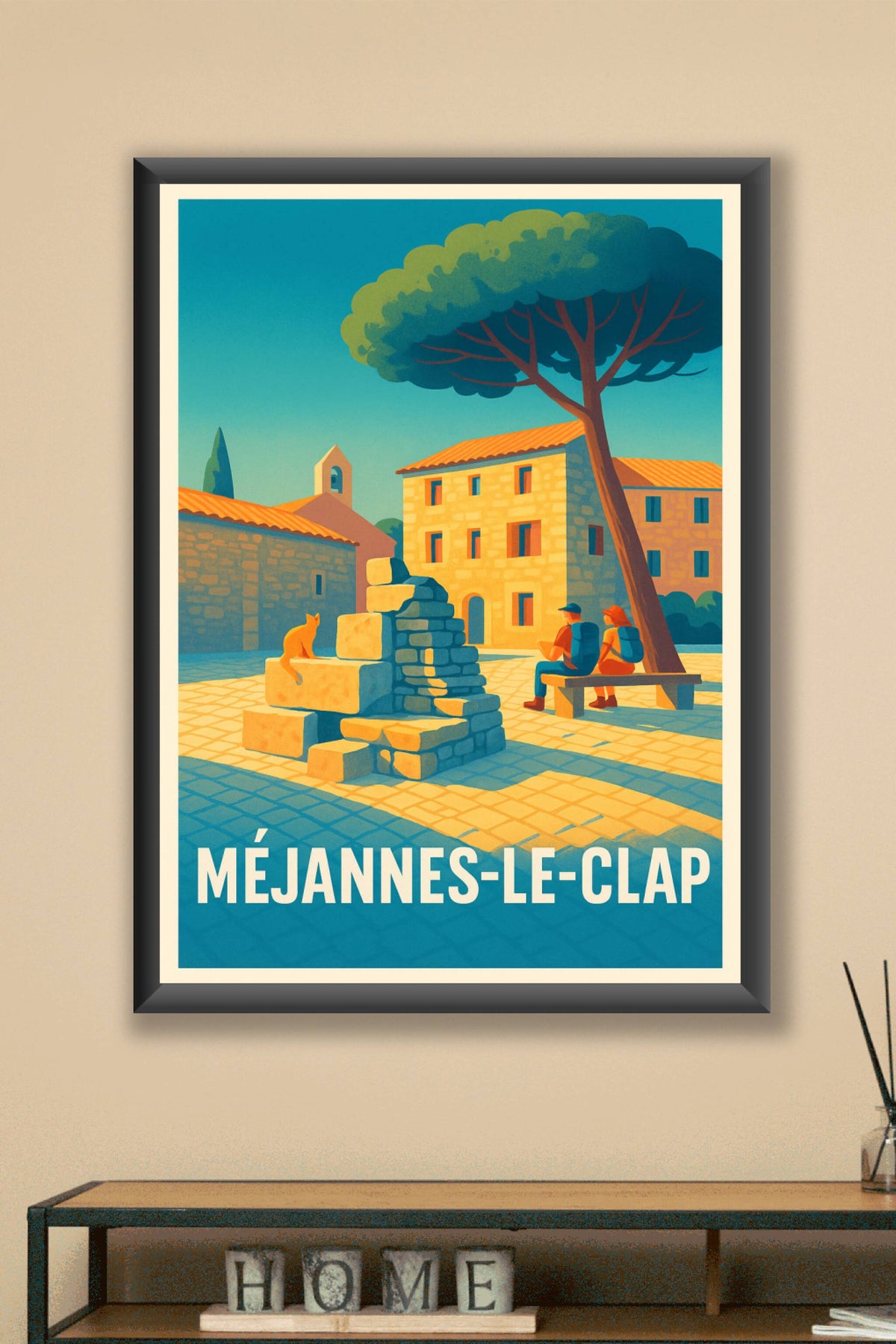 Affiche Méjannes-le-Clap — Tranquillité au cœur du village · poster d'art de Méjannes-le-Clap