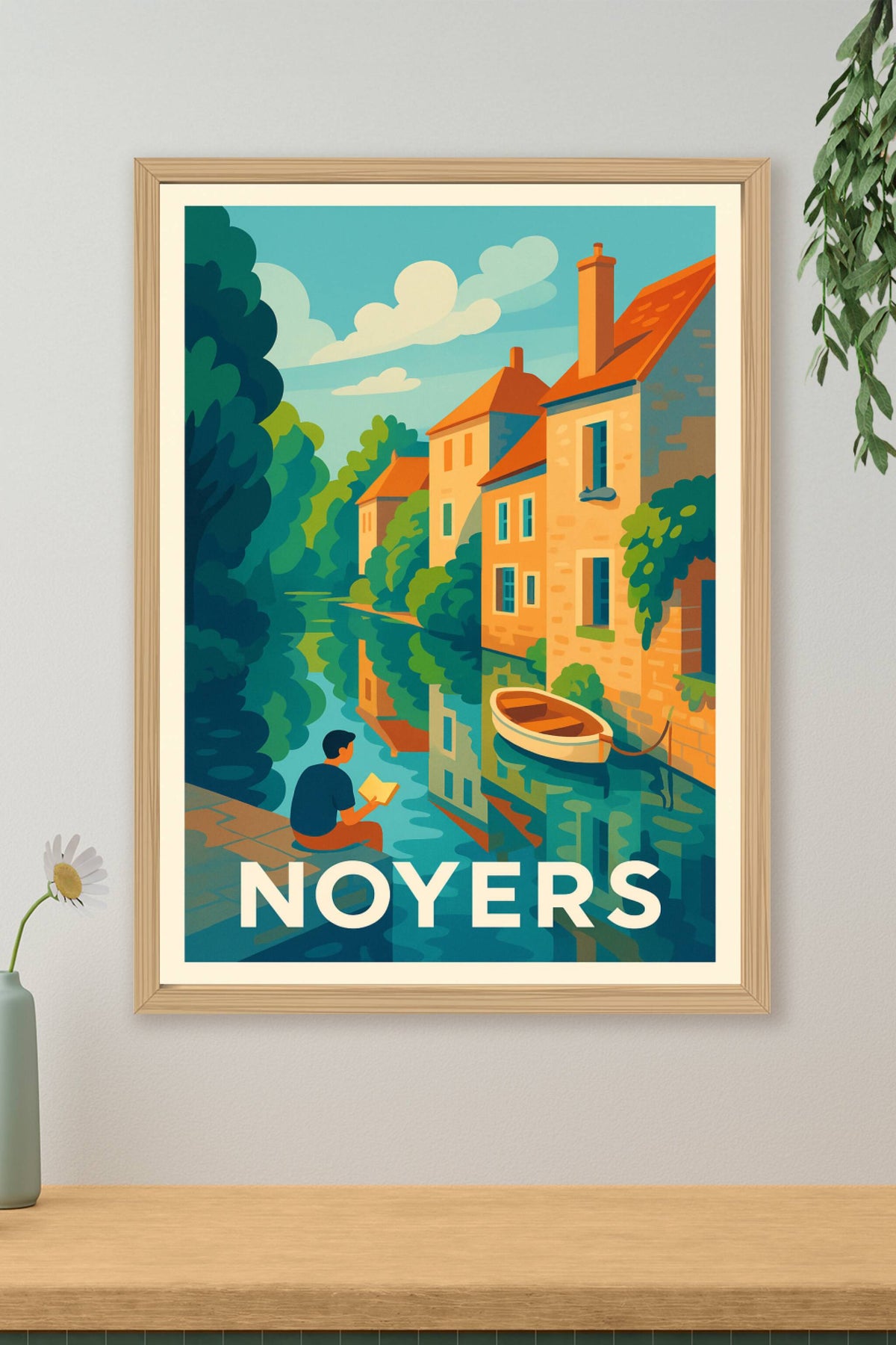 Affiche Noyers — Sérénité au fil de l'eau · poster d'art de Noyers