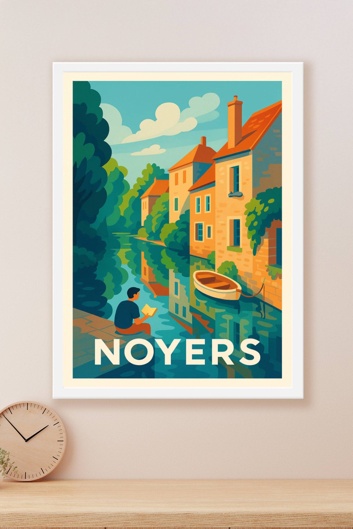 Affiche Noyers — Sérénité au fil de l'eau · poster d'art de Noyers