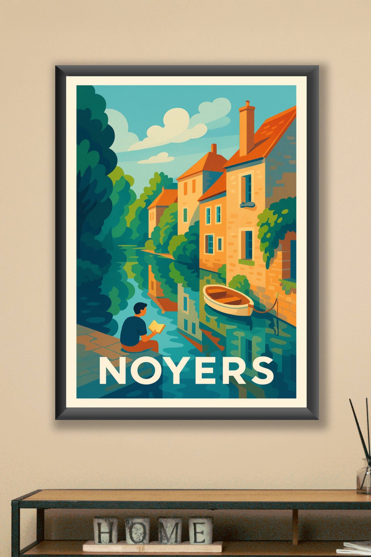 Affiche Noyers — Sérénité au fil de l'eau · poster d'art de Noyers