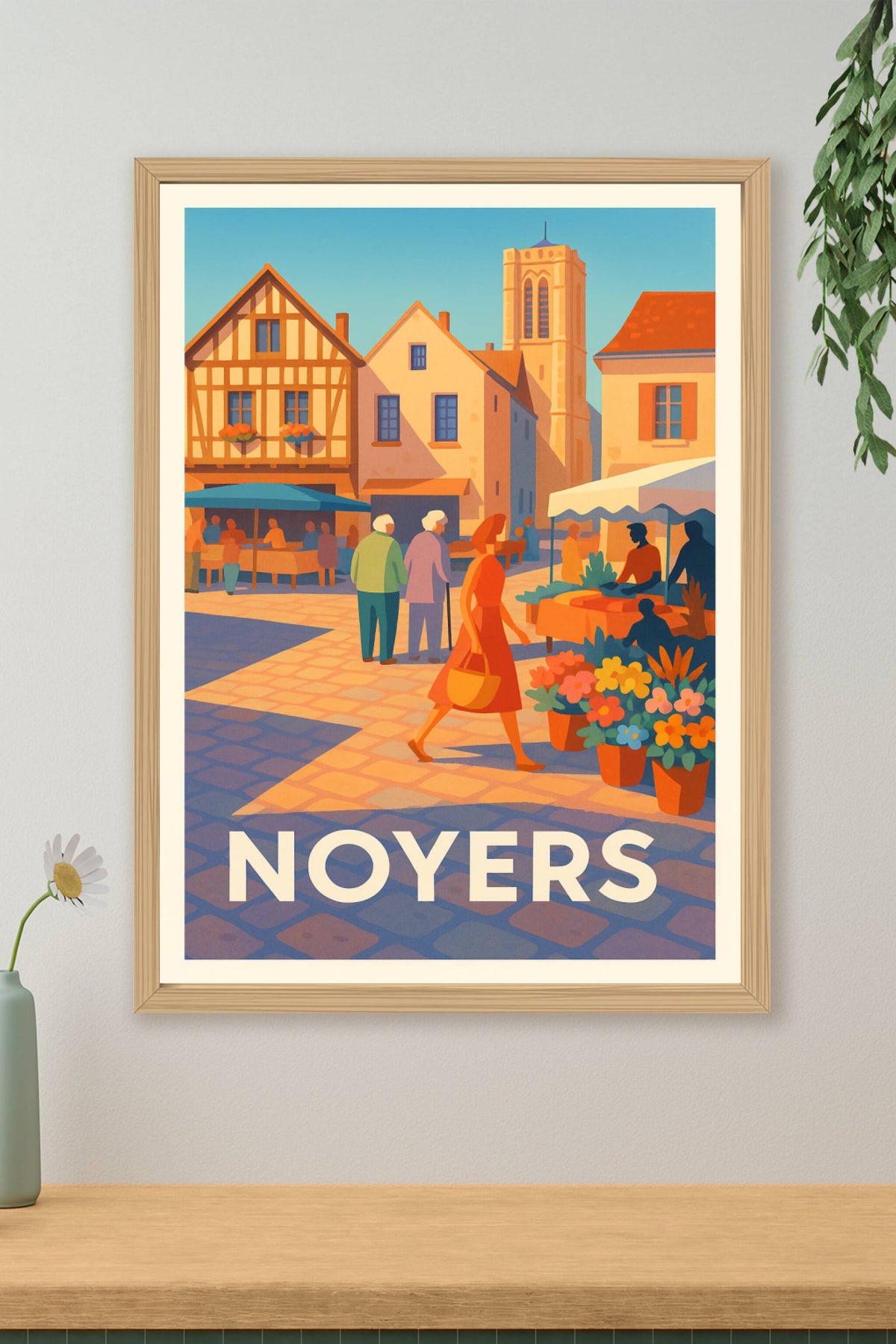 Affiche Noyers — Charme et convivialité au cœur de la ville · poster d'art de Noyers