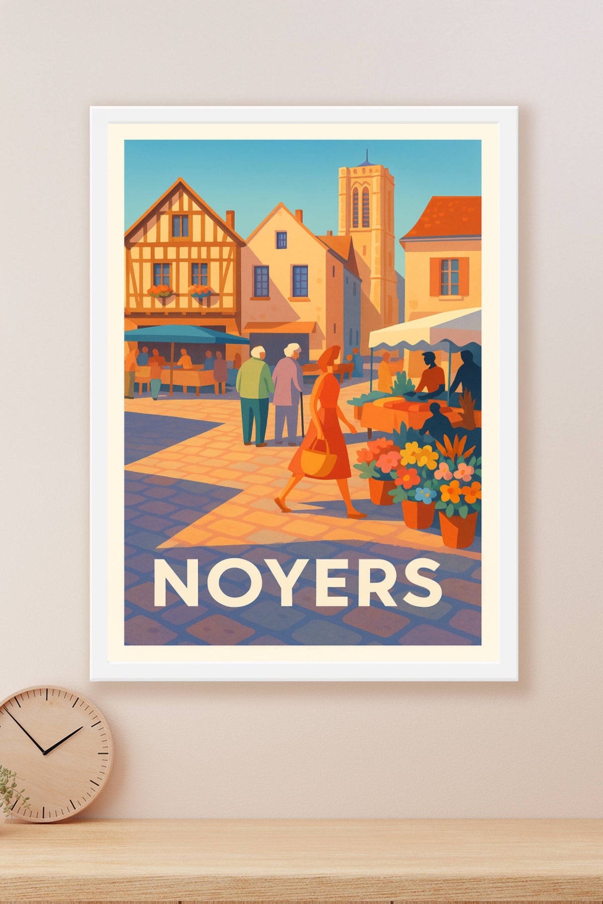 Affiche Noyers — Charme et convivialité au cœur de la ville · poster d'art de Noyers